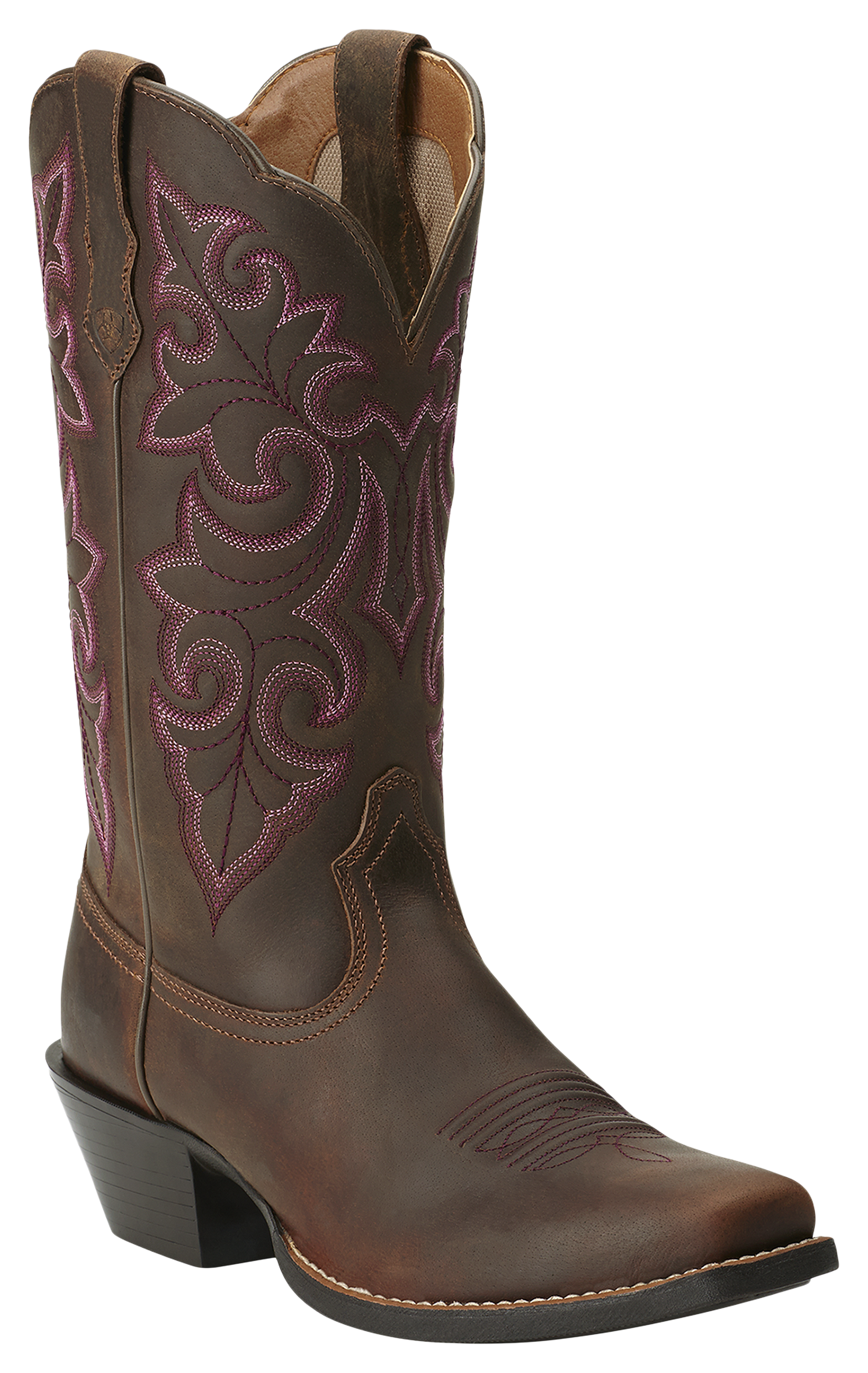 Image of Ariat Round Up Square Toe Western Boots for Ladies - Powder Brown - 7.5M
