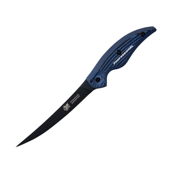 Cuda 6″ Titanium Non-Stick Professional Curved Boning Knife with Sheath
