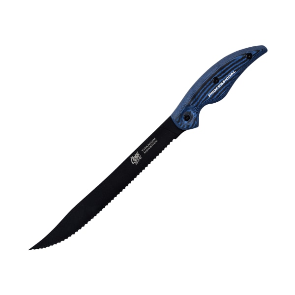 Cuda 9 quot  Titanium Non-Stick Professional Serrated Knife with Sheath