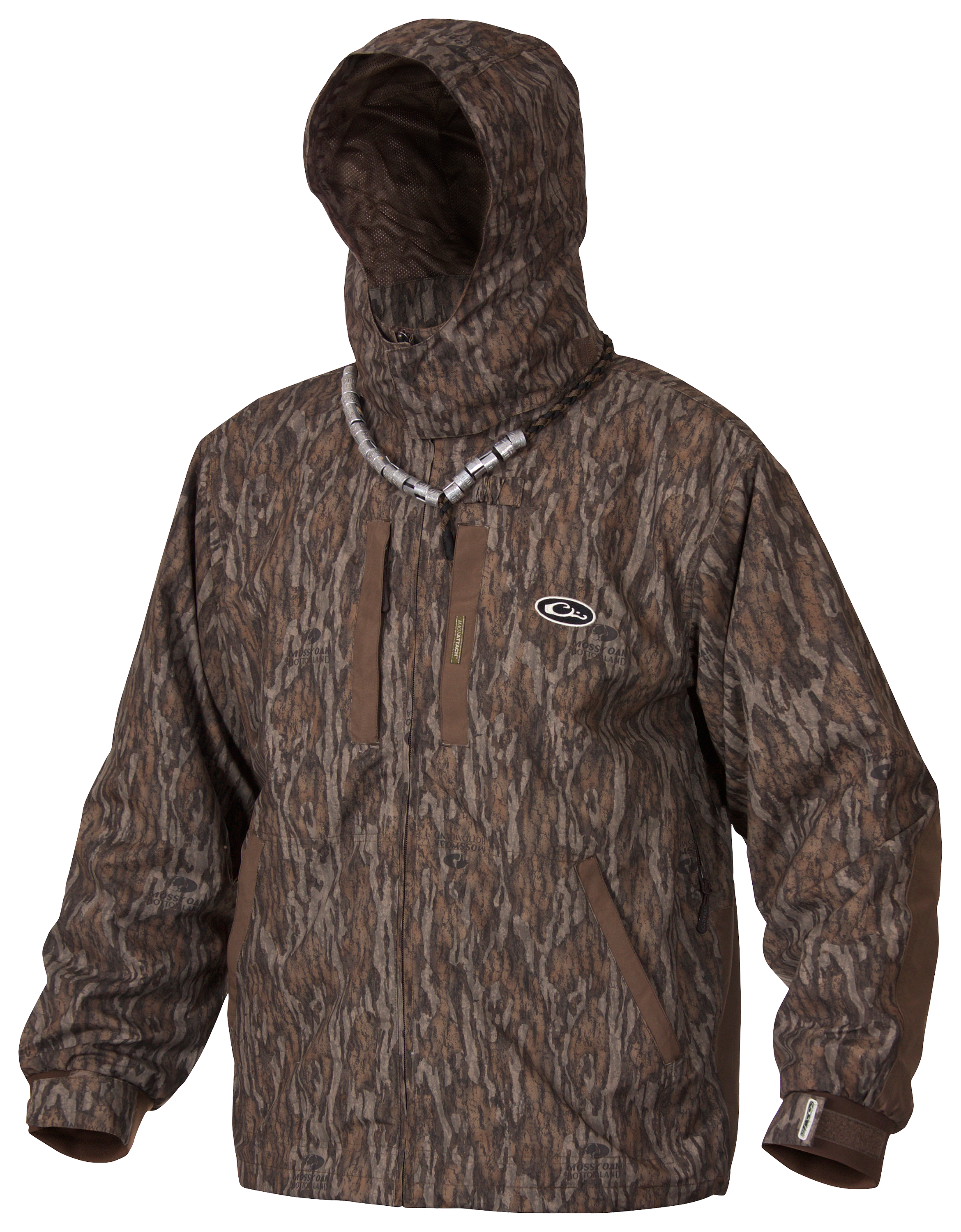 Image of Drake Waterfowl Systems EST Heat-Escape Waterproof Full-Zip 2.0 Hooded Jacket for Men - Mossy Oak Bottomland - S