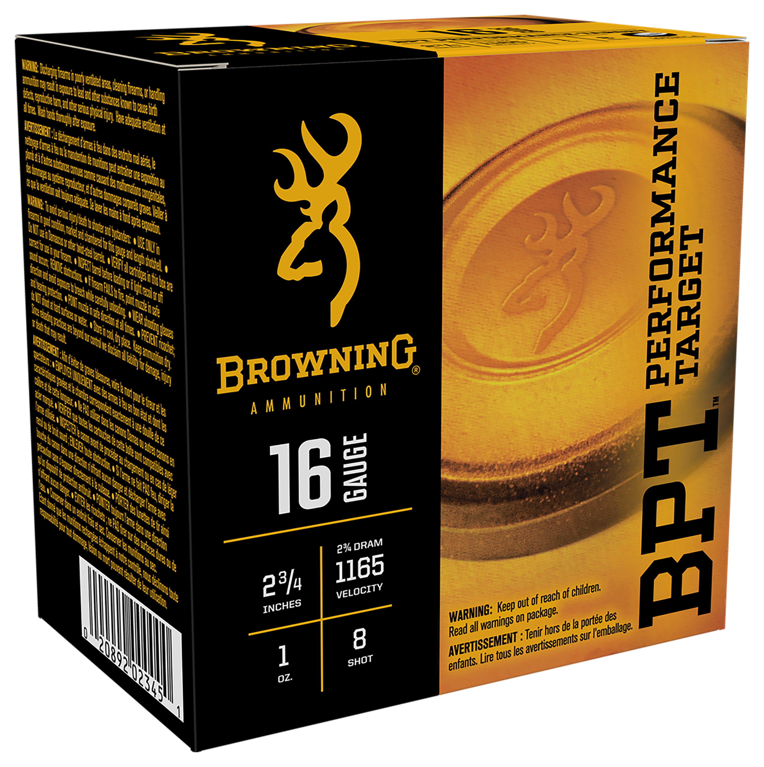 Browning BPT Performance Target Sporting Load Shotshells - 16 ga. - 1165 Velocity - #8 Shot - 25 Rounds
