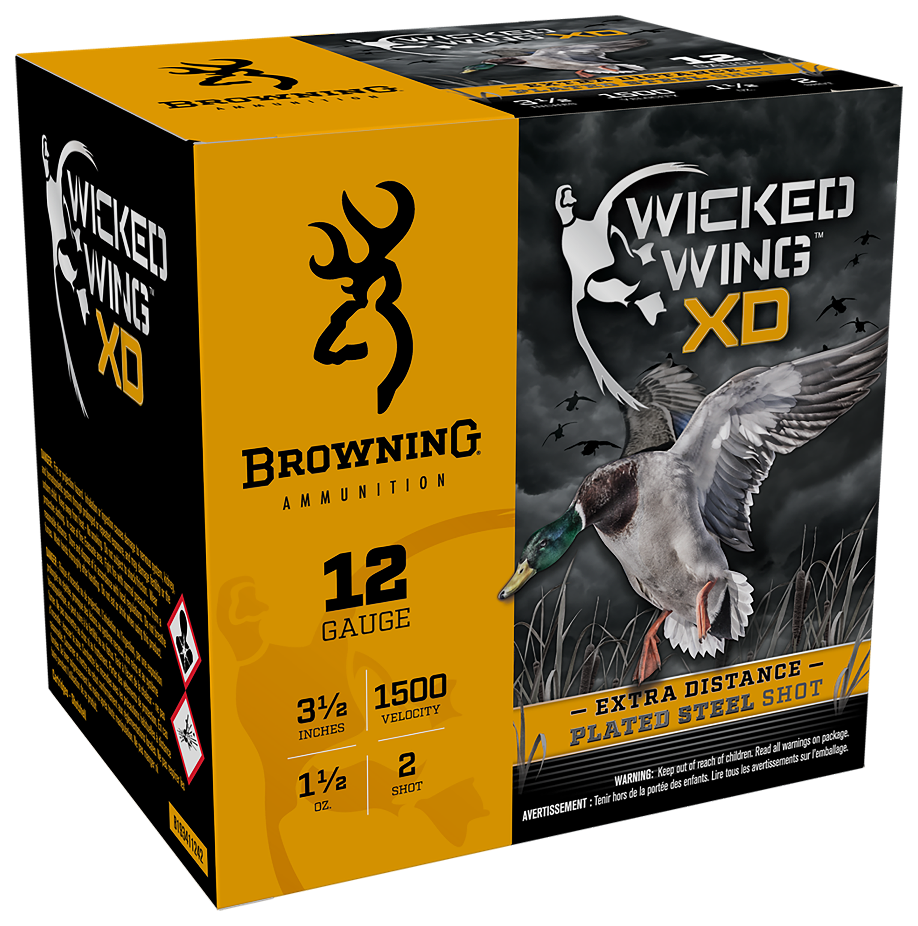 Browning Wicked Wing XD 12-Ga. 3-1/2″ 1-1/2 oz. Shotshells - 2 Shot - 250 Rounds - Browning