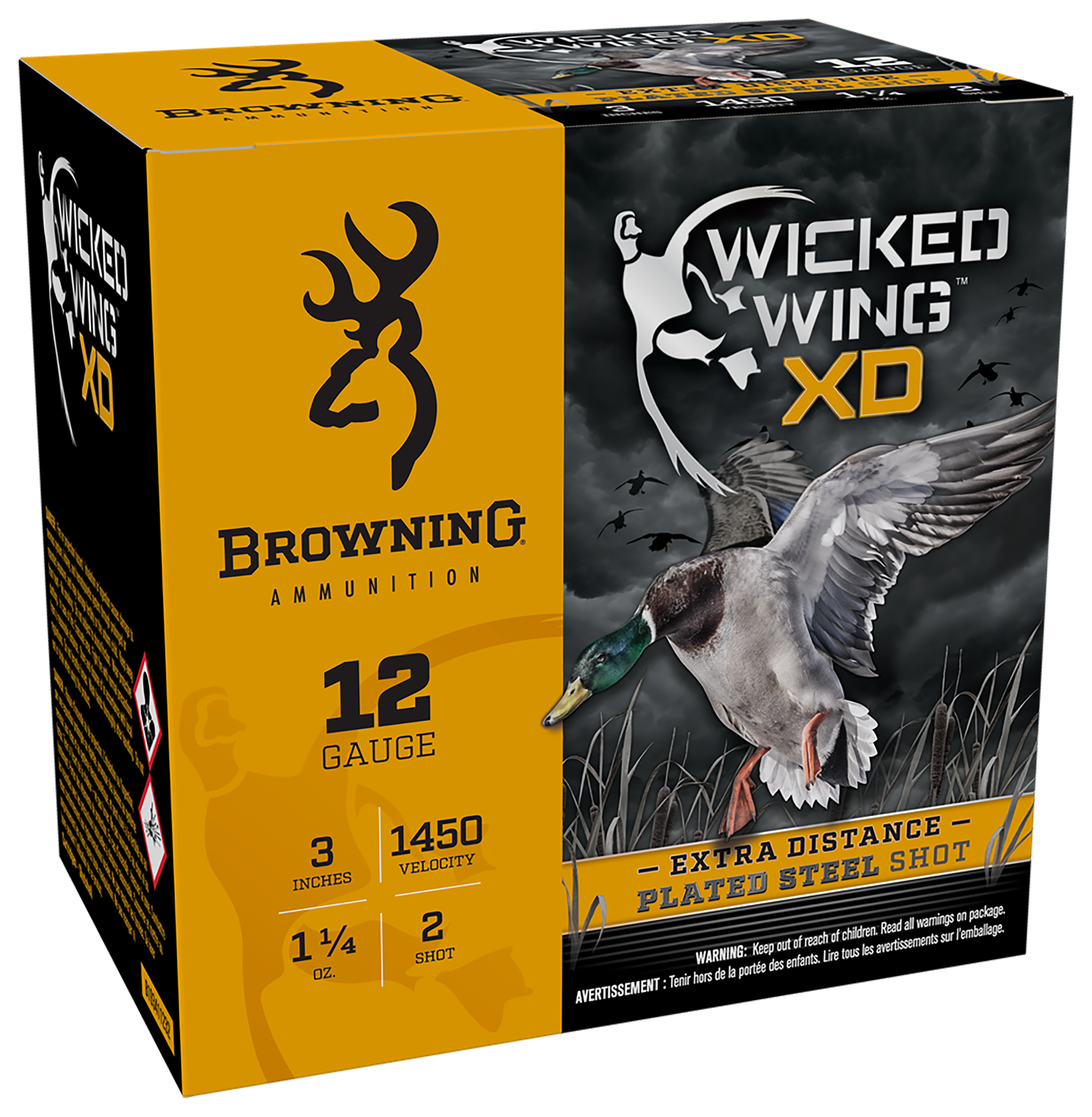 Browning Wicked Wing XD 12-Ga. 3″ 1-1/4 oz. Shotshells - 2 Shot - 250 Rounds - Browning