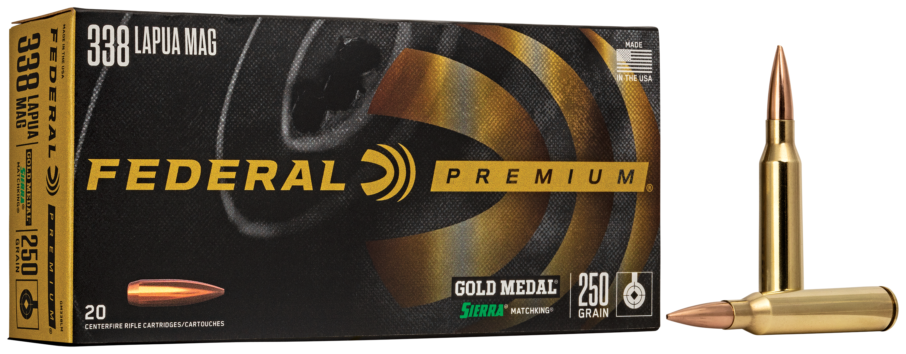 Image of Federal Premium Gold Medal .338 Lapua Mag 250 Grain Centerfire Rifle Ammo