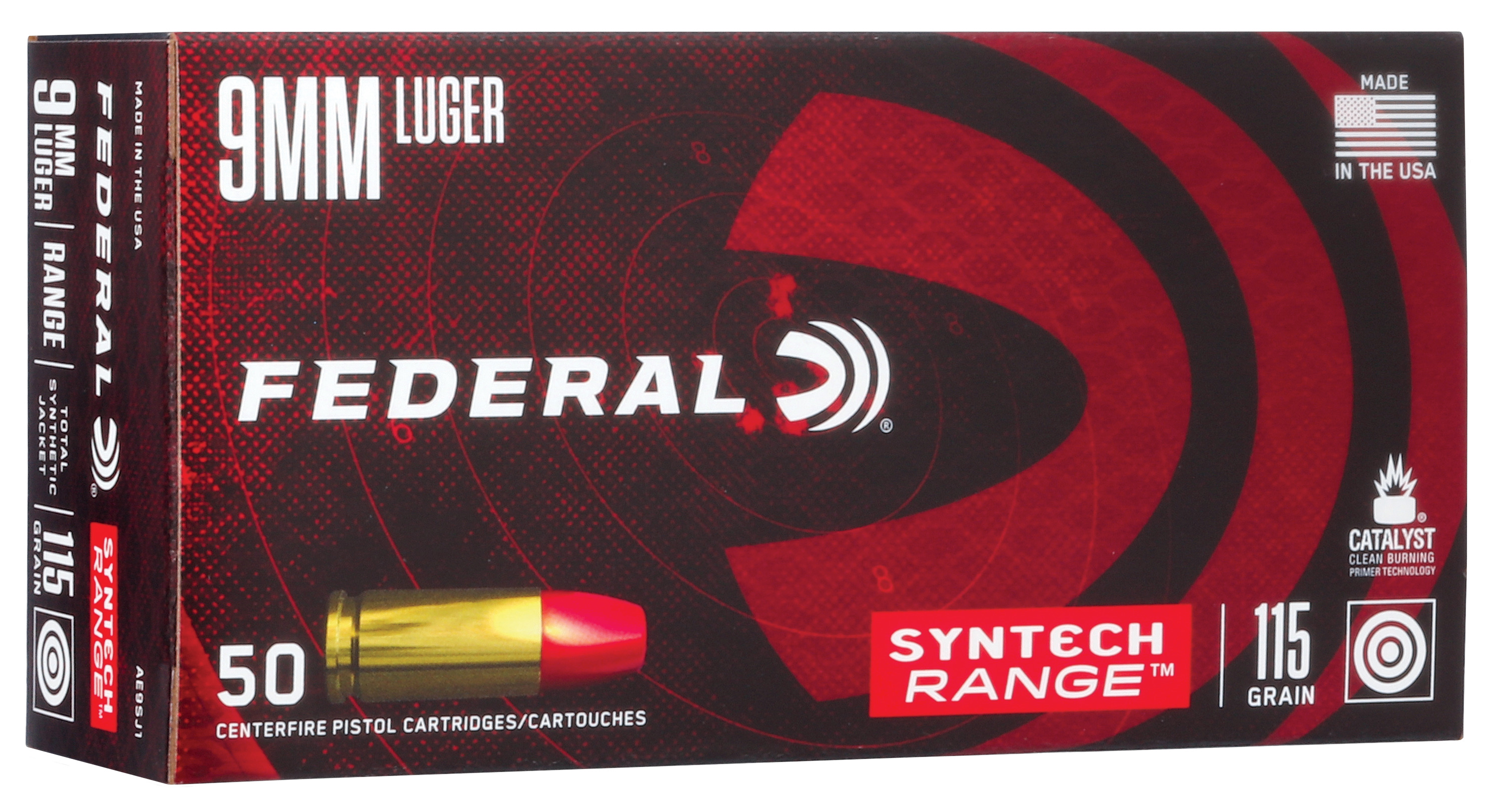 Federal American Eagle Syntech 9mm Luger 115 Grain Centerfire Handgun Ammo