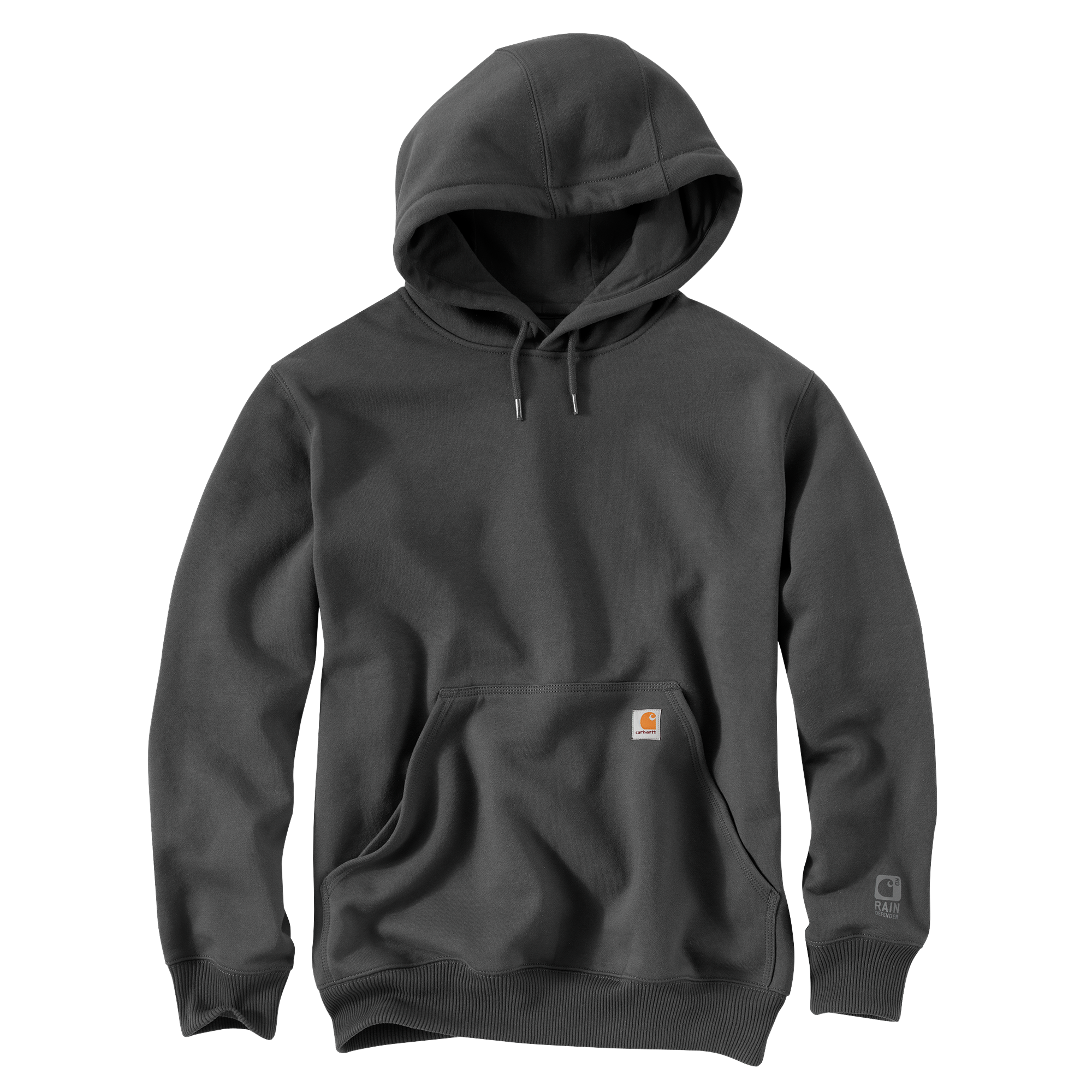 Image of Carhartt Rain Defender Loose-Fit Heavyweight Hooded Long-Sleeve Sweatshirt for Men - Carbon Heather - L