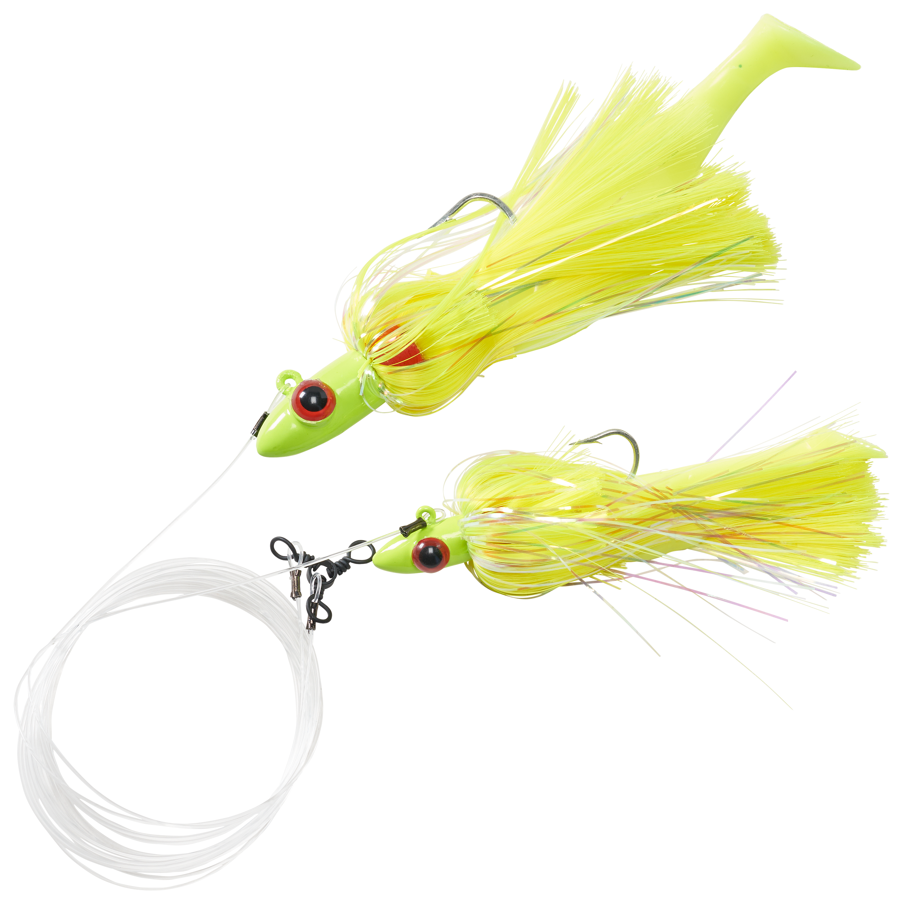 Blue Water Candy Rock Fish Candy Loaded Tandem Parachute Rig - Chartreuse - 3 oz./1 oz