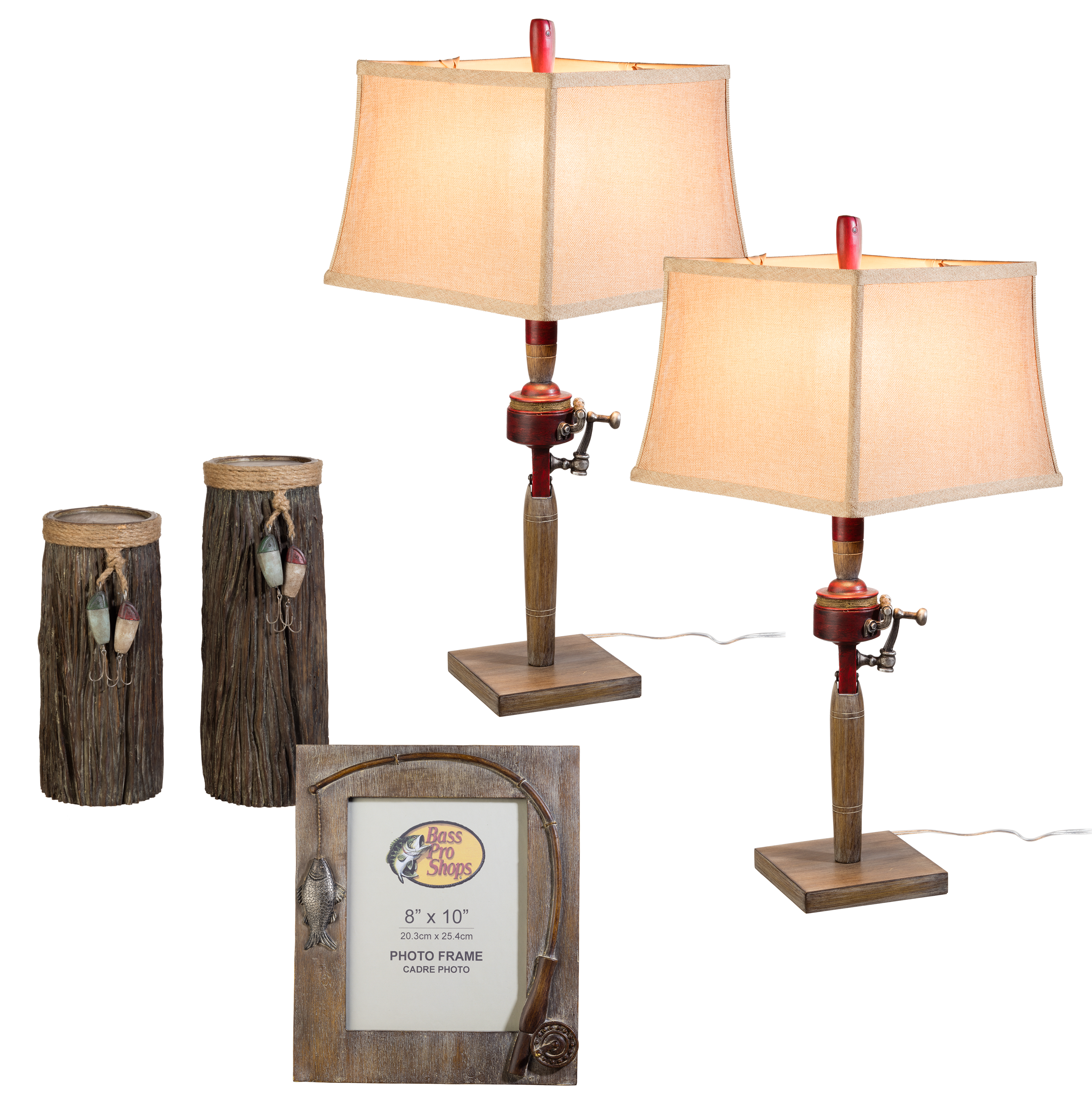 Bass Pro Shops 5-Piece Fishing Table Lamps and Accessories Set