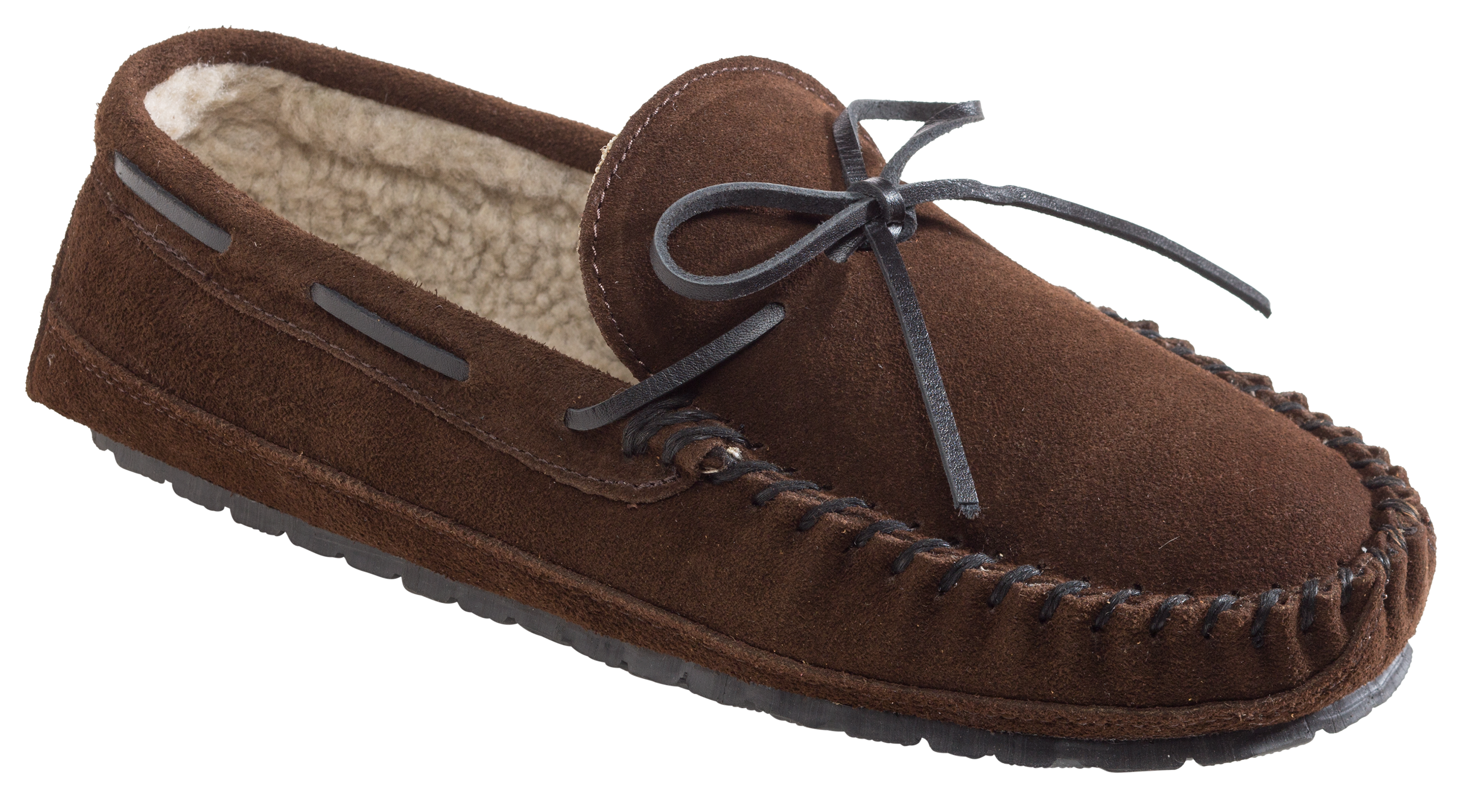 Image of Minnetonka Moccasin Casey Moccasin Slippers for Men - Chocolate