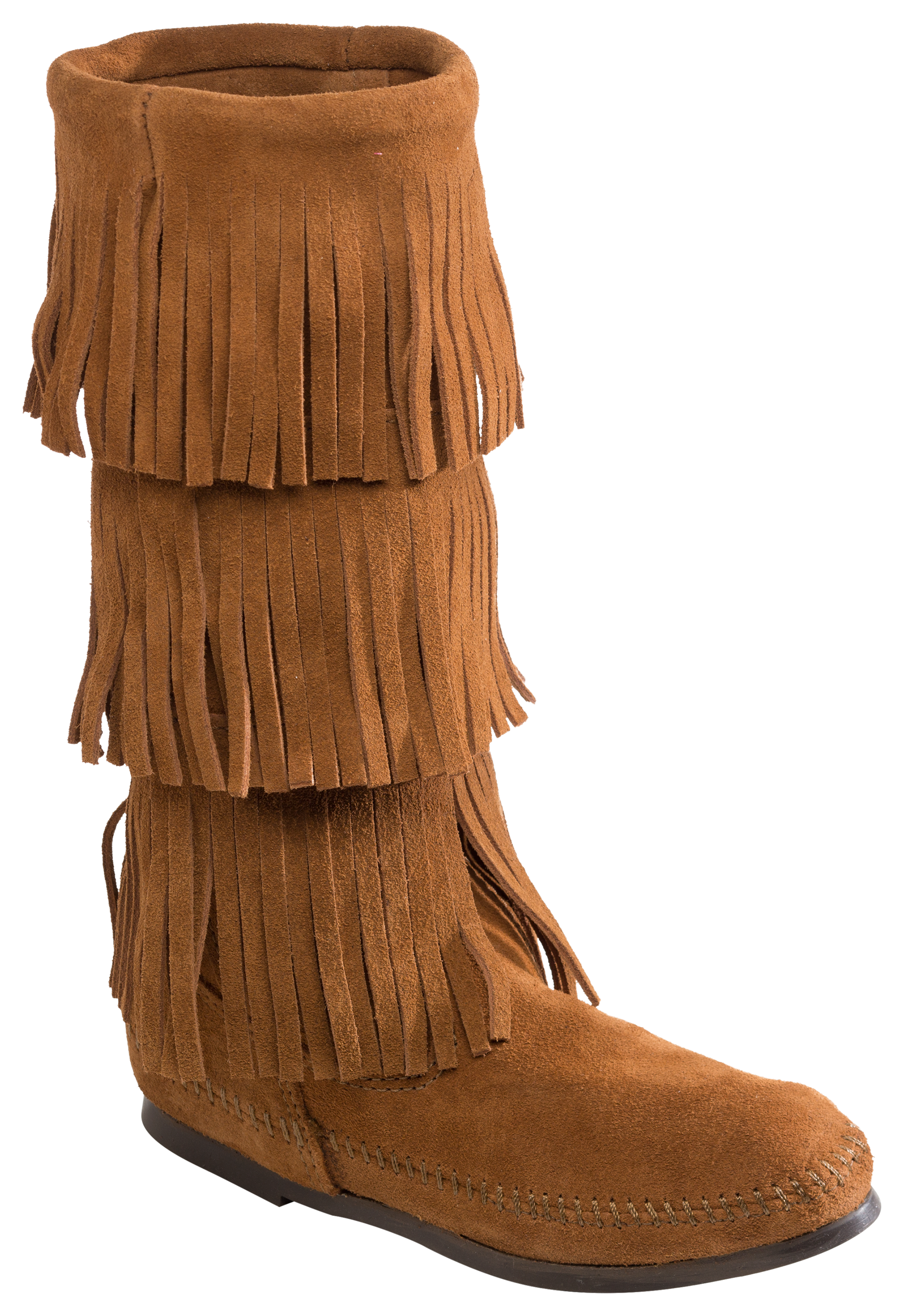 Image of Minnetonka Moccasin 3-Layer Fringe Boots for Ladies - Brown - 12M