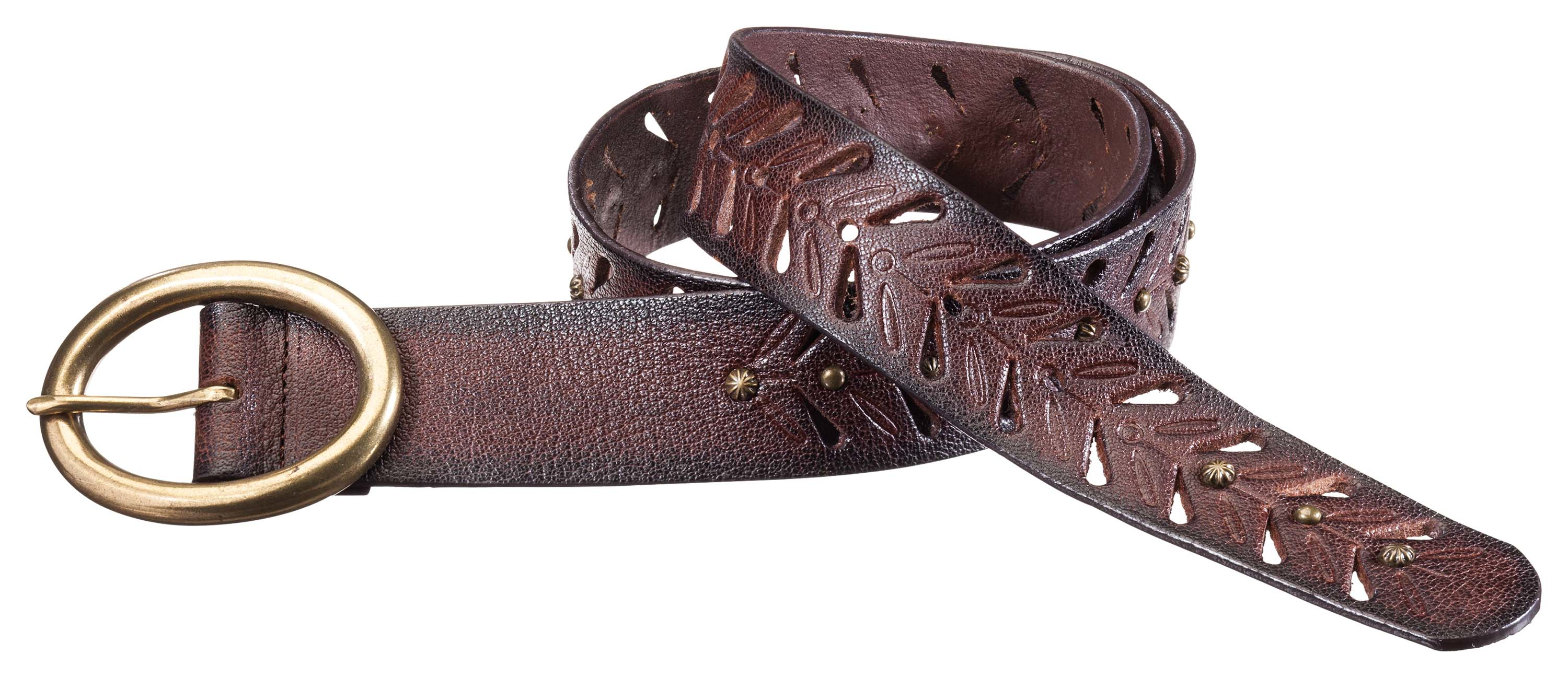 NATURAL REFLECTIONS Studded Cut Out Leather Belt