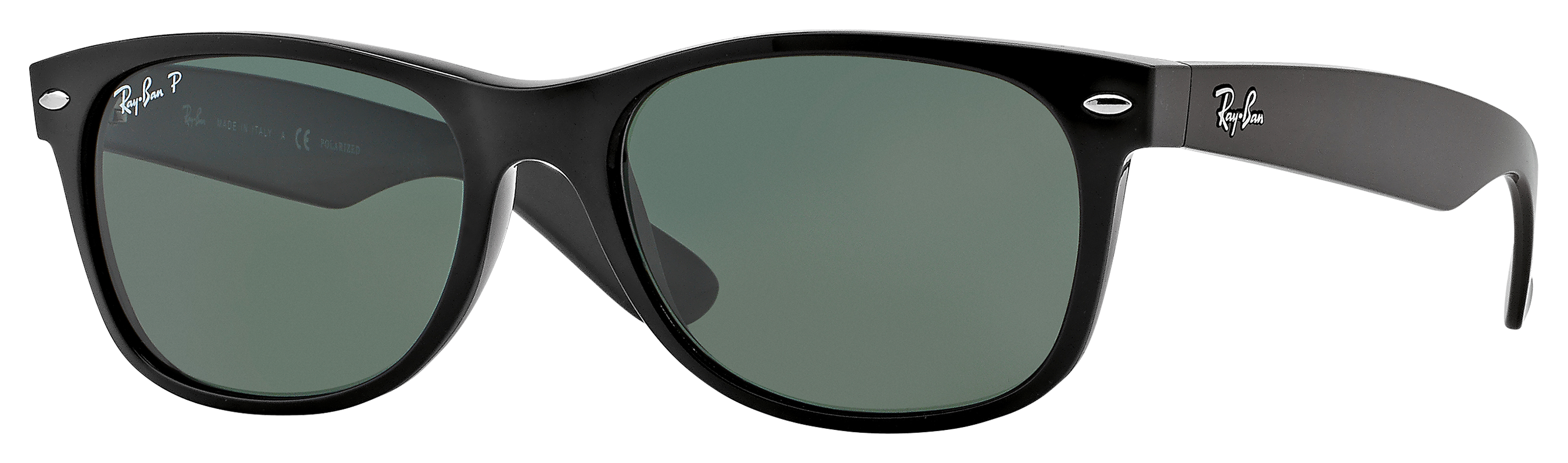Image of Ray-Ban New Wayfarer Classic RB2132 Glass Sunglasses - Black/Green