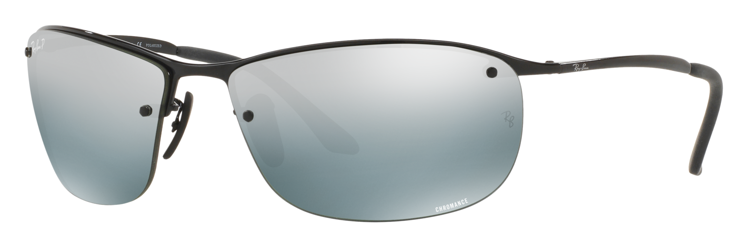 Ray-Ban RB3542 Chromance Polarized Sunglasses - Shiny Black/Blue+Silver Mir