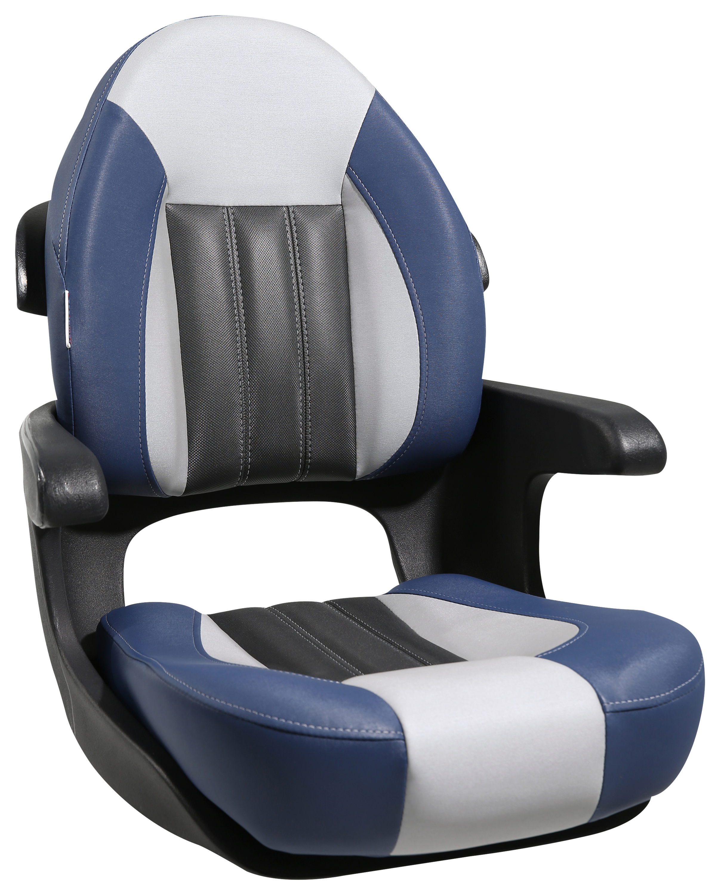 Image of Tempress ProBax Captain's Boat Seat with Arms - Blue/Gray/Carbon