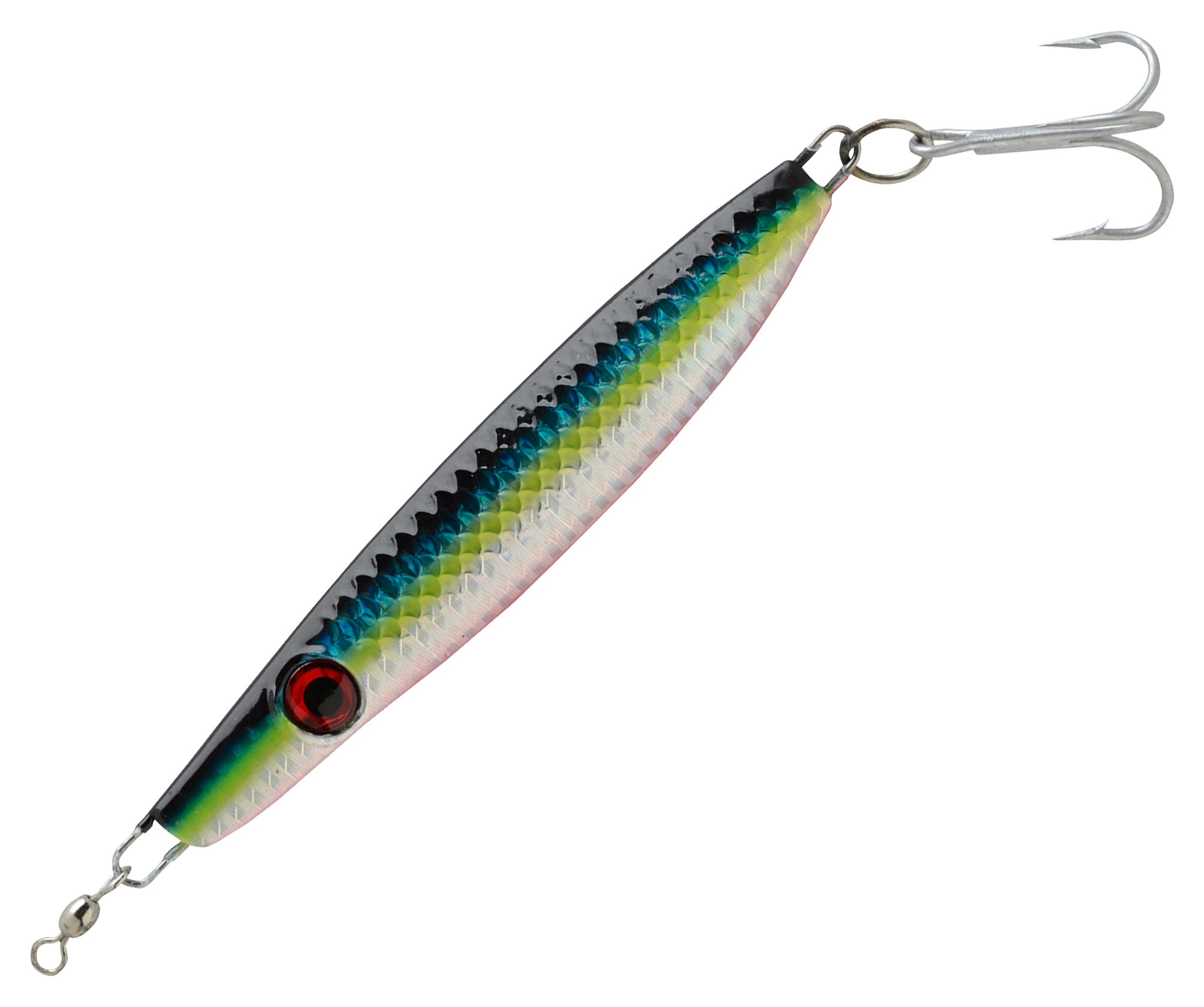 Image of P-Line Sassin Jig - Silver Blue Black Chartreuse - 2 oz.