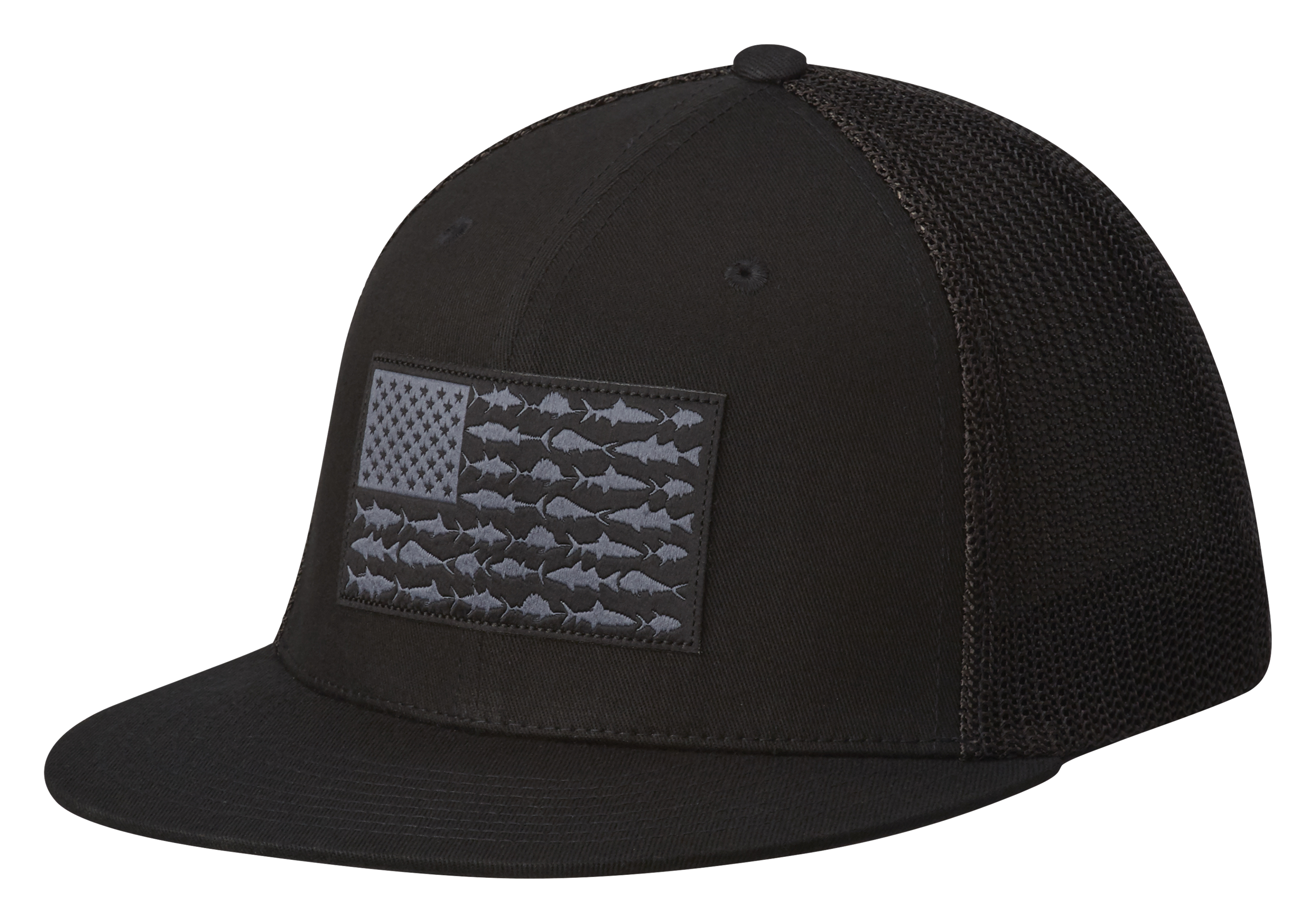 Image of Columbia PFG Mesh Fish Flag Ballcap - Black/Fish Flag - L/XL