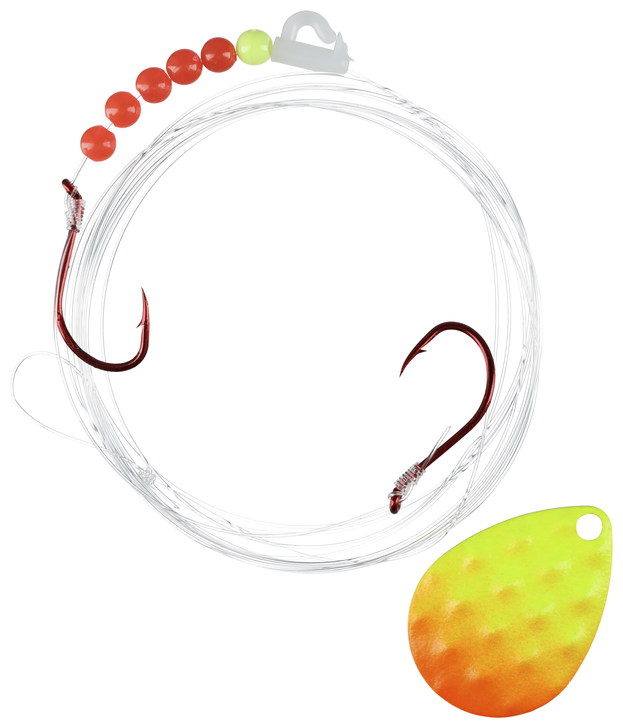 Image of Quick Change Diamond 2-Hook Spinner Rig - #4 - Diamond Chartreuse/Orange