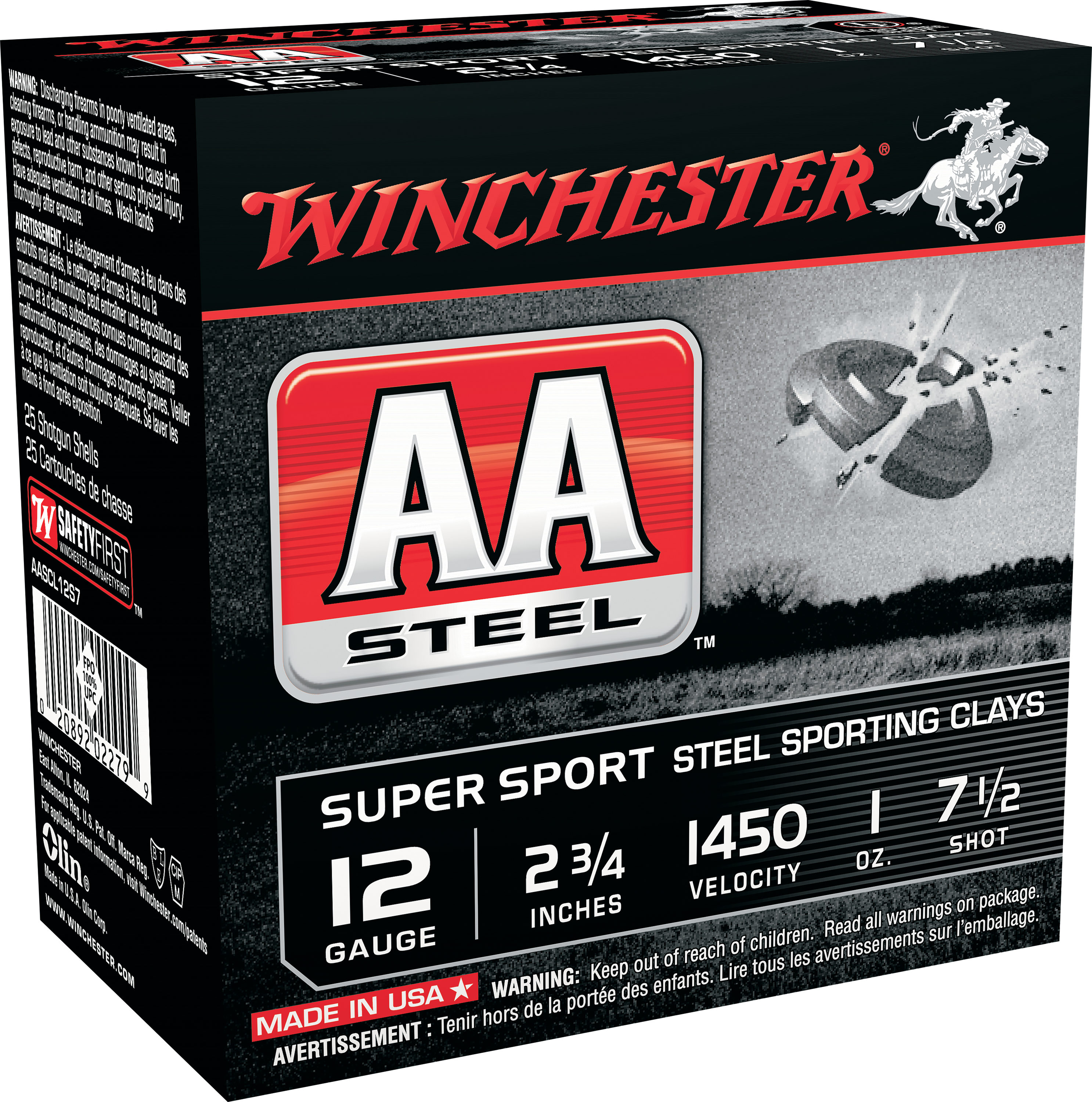 Winchester AA Supersport Steel Sporting Clay 12-Ga. 2-3/4" 1 oz. Shotshells - #7.5 - 250 Rounds - Winchester