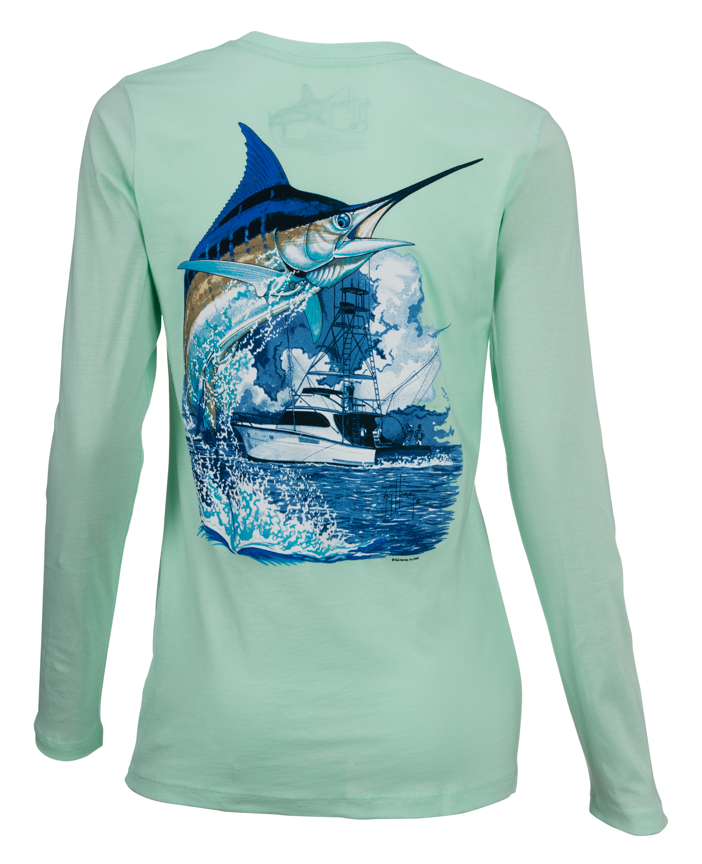 Guy Harvey Marlin Boat Long-Sleeve T-Shirt for Ladies