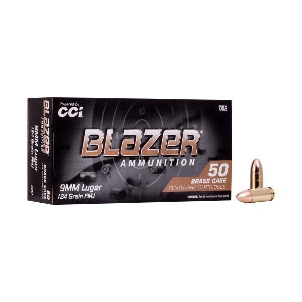 Blazer Brass Handgun Ammo - 9mm Luger - 124 Grain - 50 Rounds