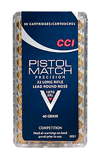 CCI Pistol Match Rimfire Ammo - .22 Long Rifle - 40 Grain - 50 Rounds