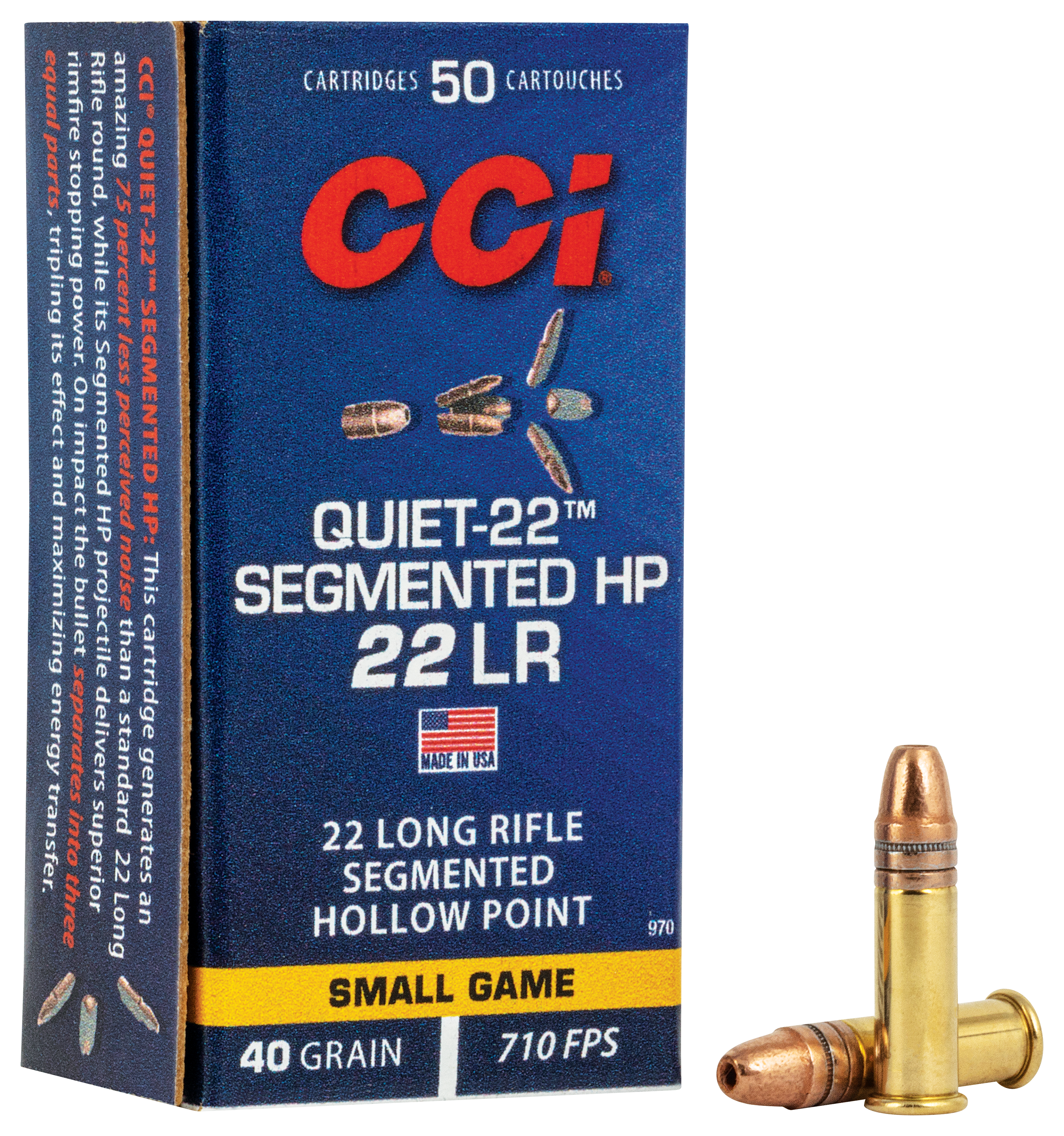 CCI Quiet-22 Segmented HP Rimfire Ammo - .22 Long Rifle - 40 Grain - 50 Rounds