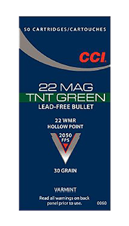 CCI TNT Green .22 WMR 30 Grain Lead-Free Rimfire Ammo