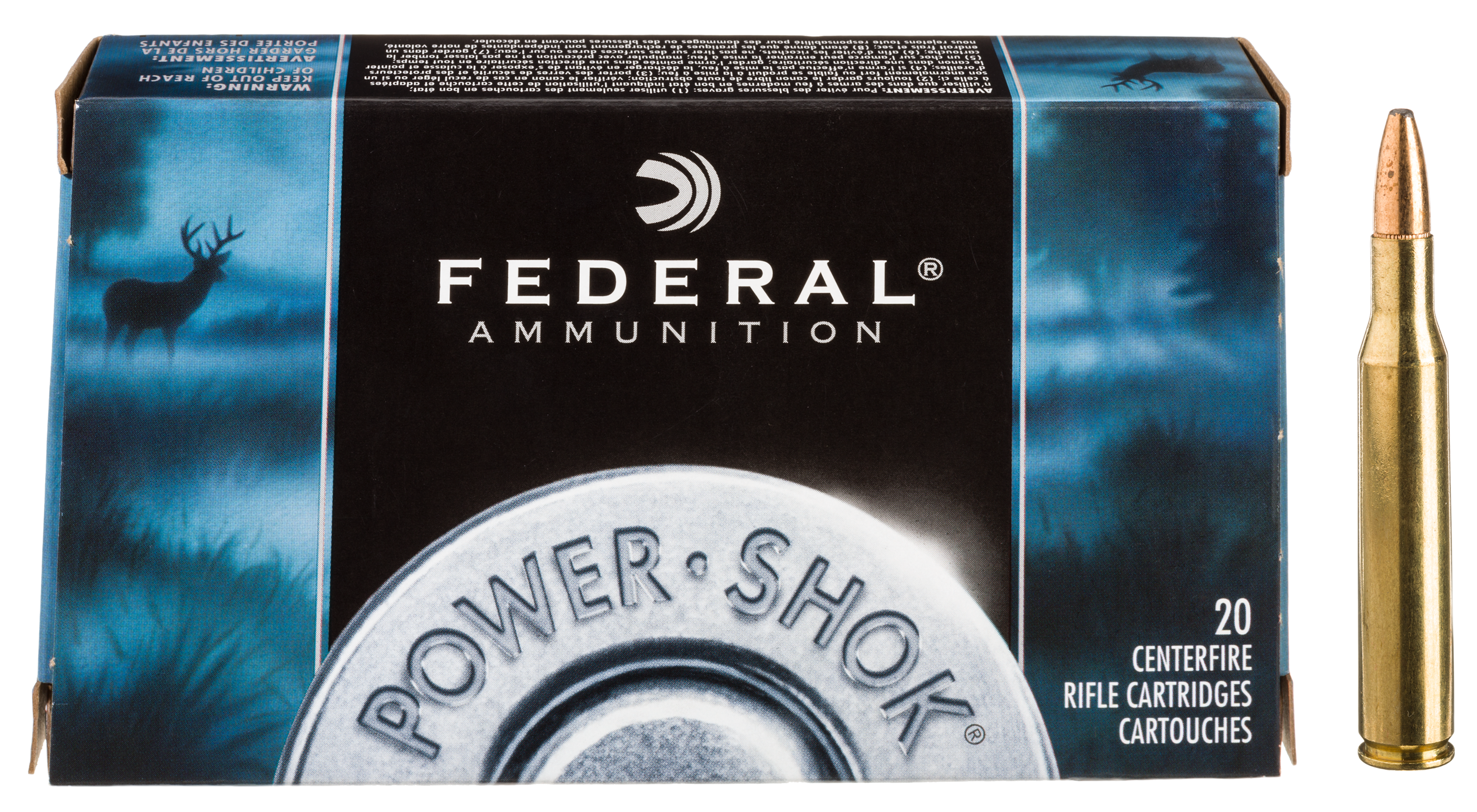 Image of Federal Premium Power-Shok .375 H&H Magnum 270 Grain Jacketed Soft-Point Centerfire Rifle Ammo