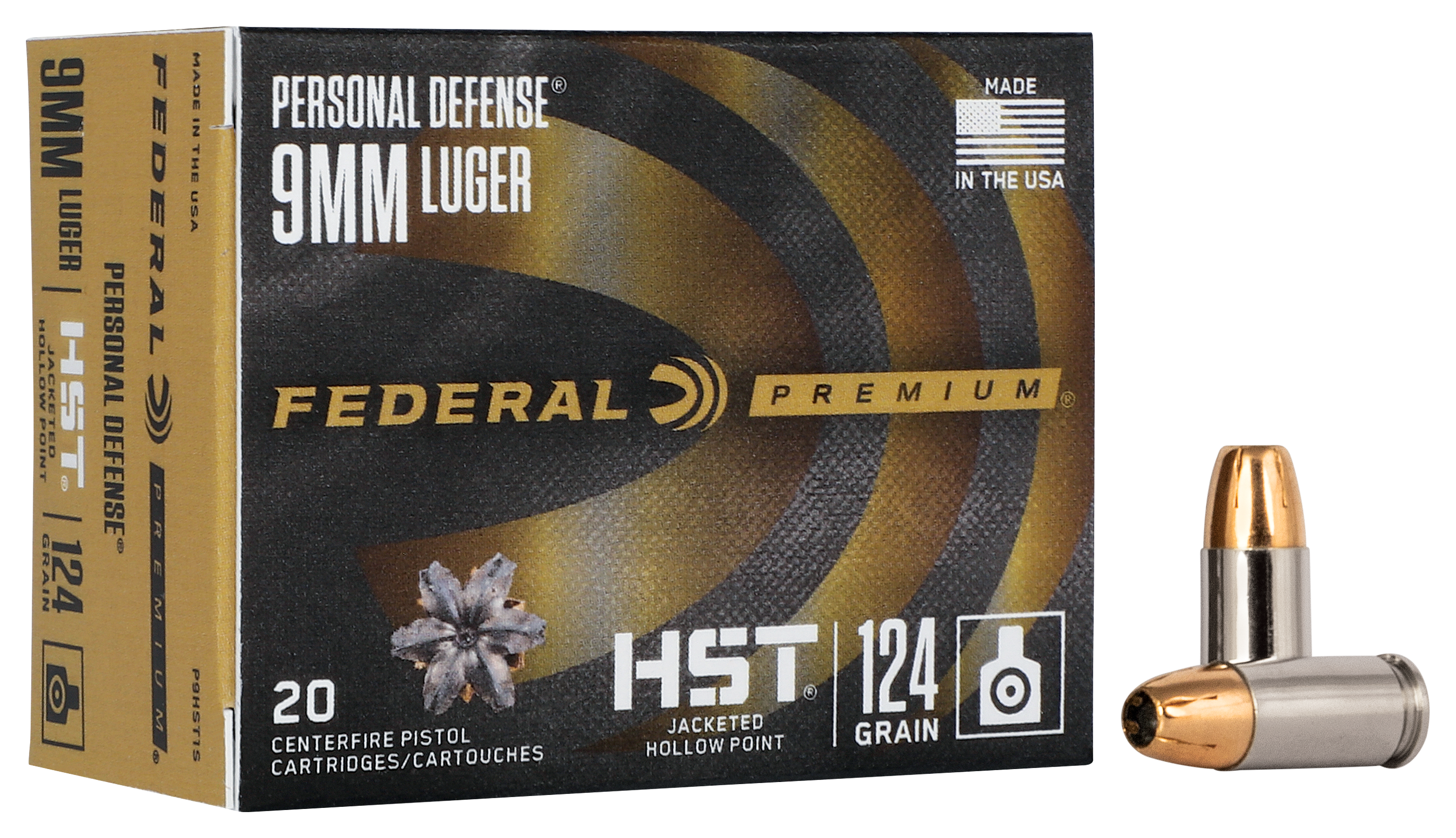 Federal Premium Personal Defense 9mm Luger 124 Grain HST Handgun Ammo