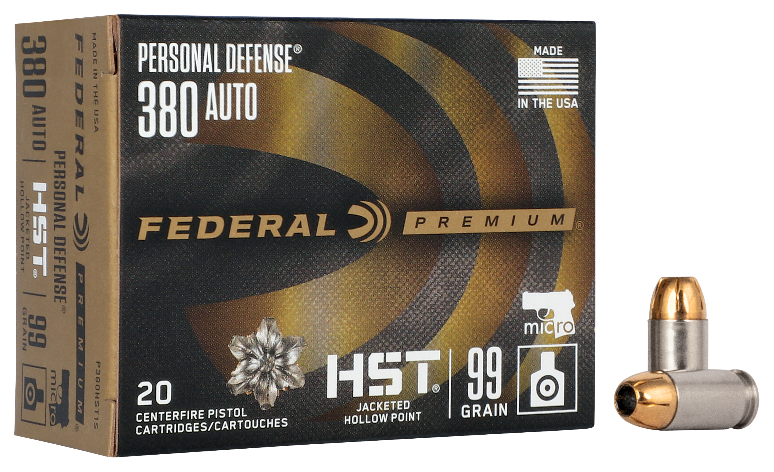 Federal Premium Personal Defense .380 ACP 99 Grain HST Handgun Ammo - Federal Premium
