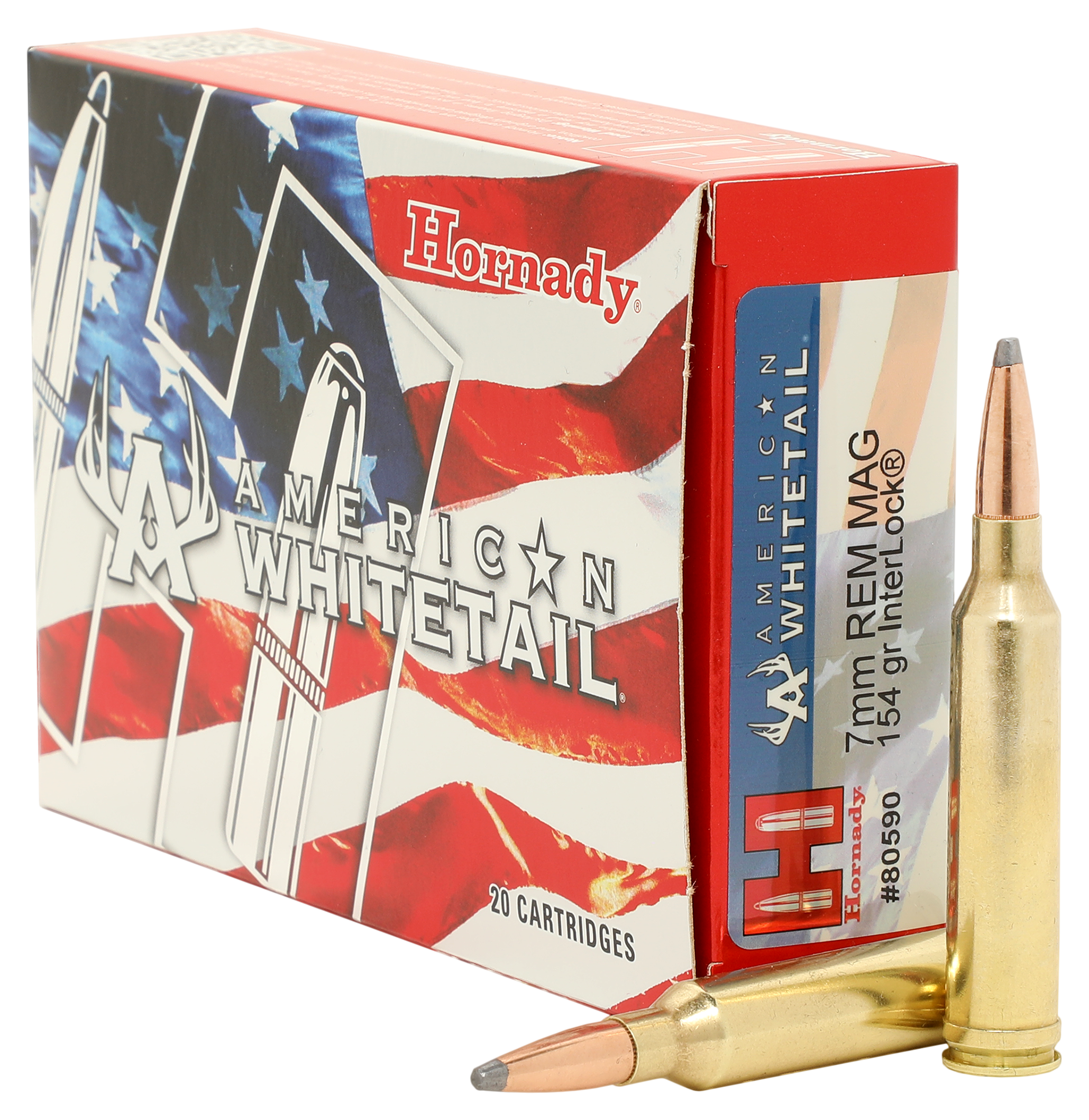 Image of Hornady American Whitetail 7mm Remington Magnum 154 Grain Centerfire Rifle Ammo