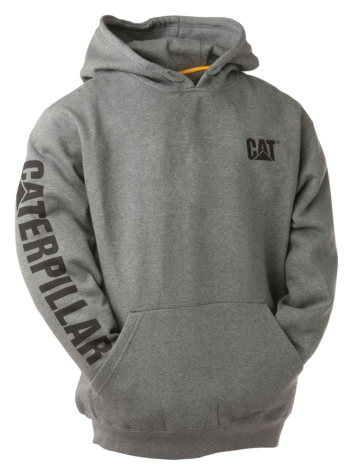 Image of CAT Workwear Banner Hooded Long-Sleeve Sweatshirt for Men - Dark Heather Grey