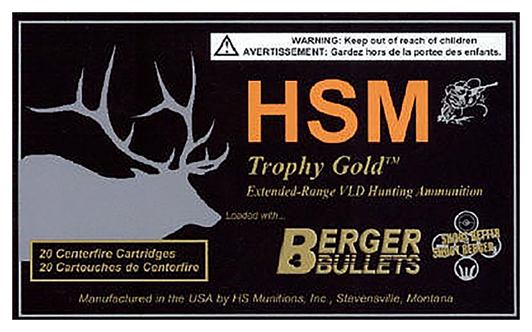 HSM Trophy Gold .308 Norma Magnum 185 Grain Boat Tail Hollow Point Centerfire Rifle Ammo