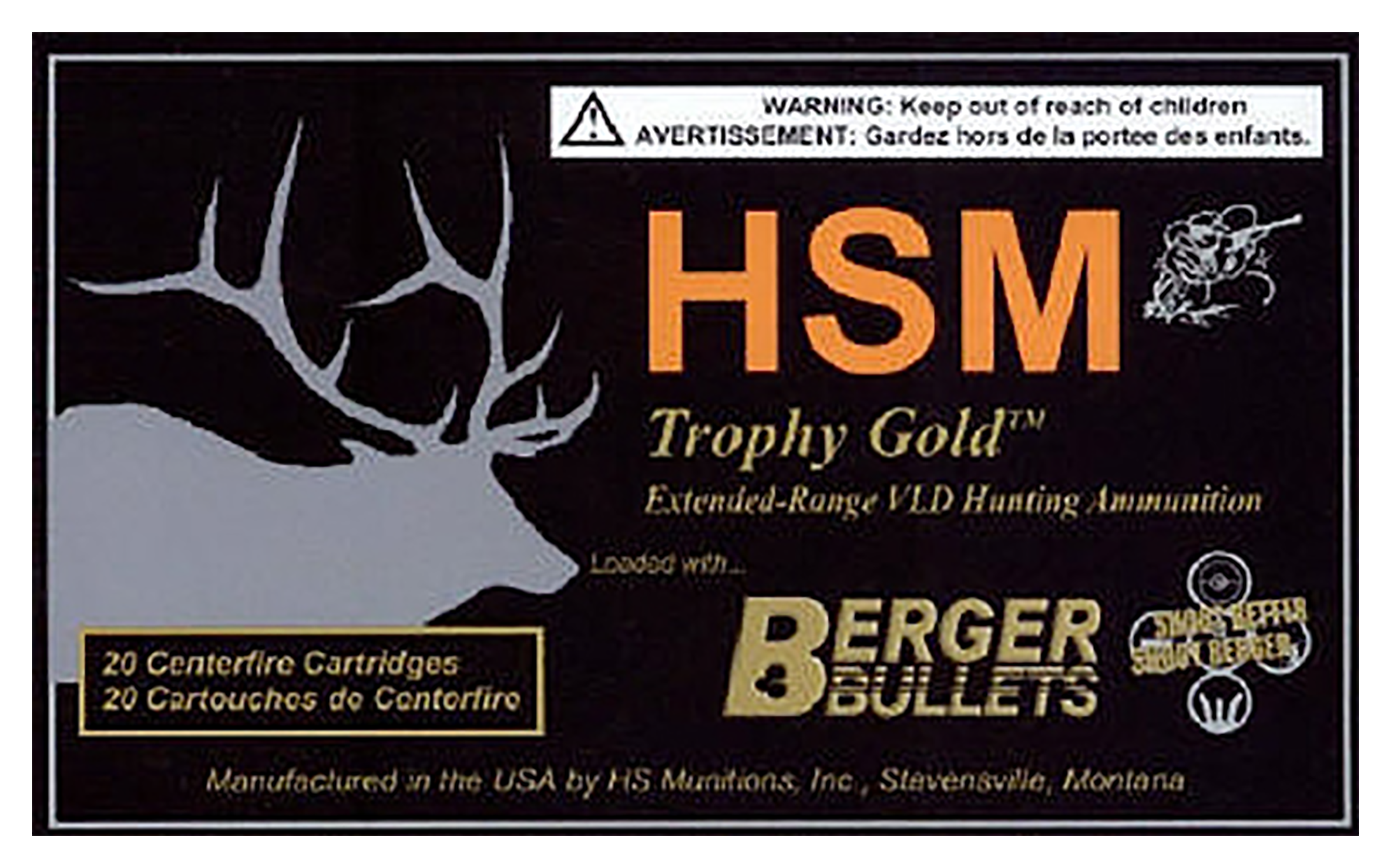 HSM Trophy Gold 7mm Remington Magnum 180 Grain Boat Tail Hollow Point Centerfire Rifle Ammo
