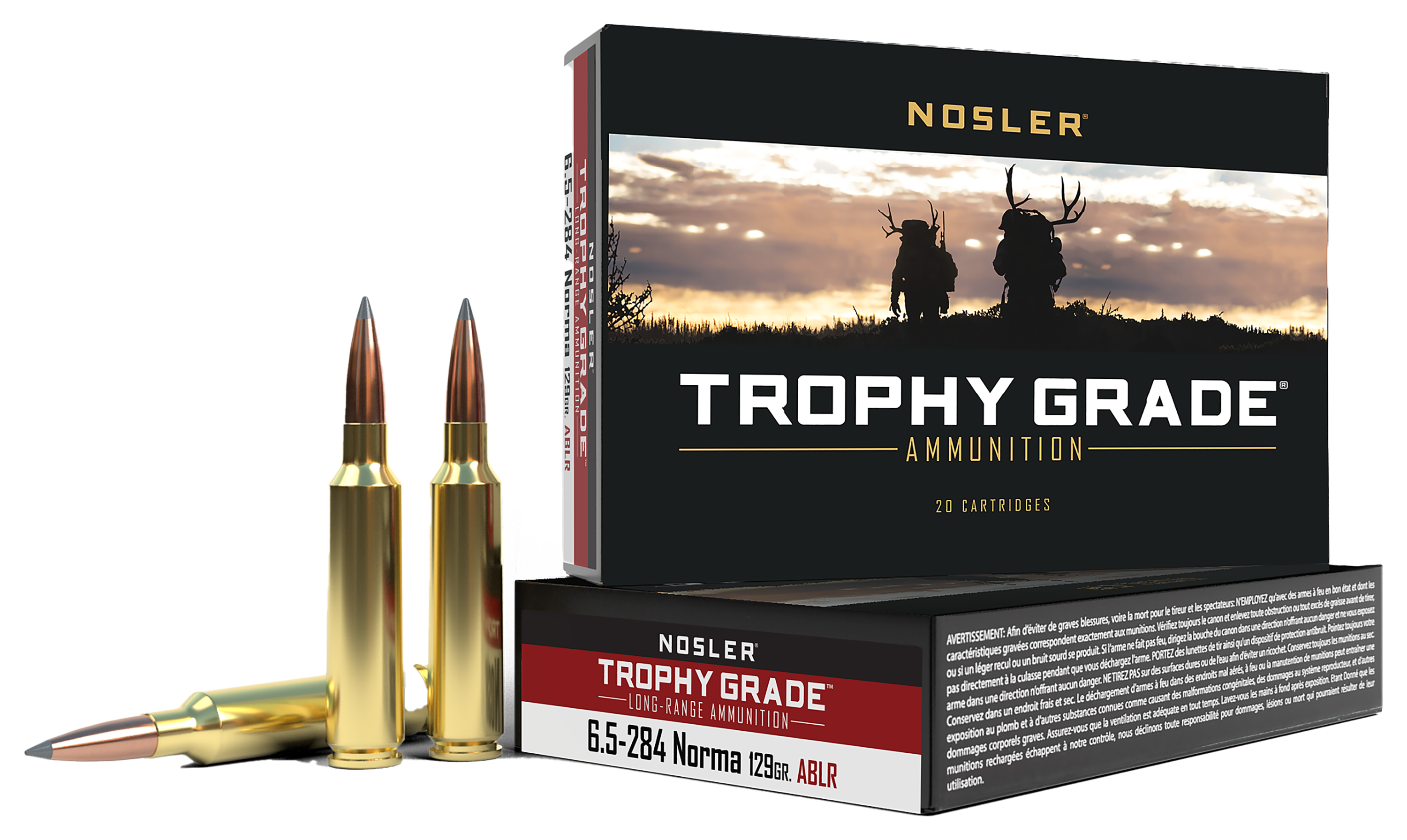 Nosler Trophy Grade Centerfire Rifle Ammo - 6.5X284mm Norma - 129 Grain - 20 Rounds