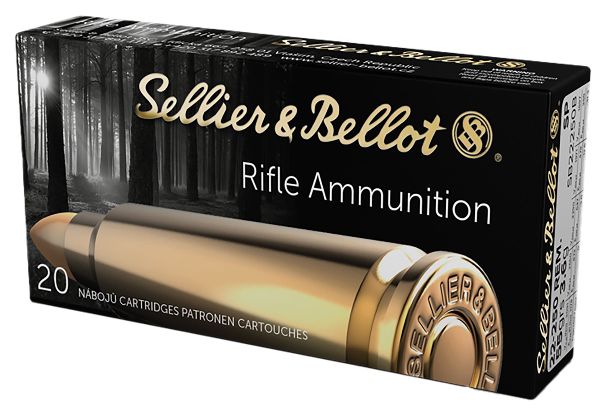 Image of Sellier & Bellot .22-250 Remington 55 Grain Soft Point Centerfire Rifle Ammo