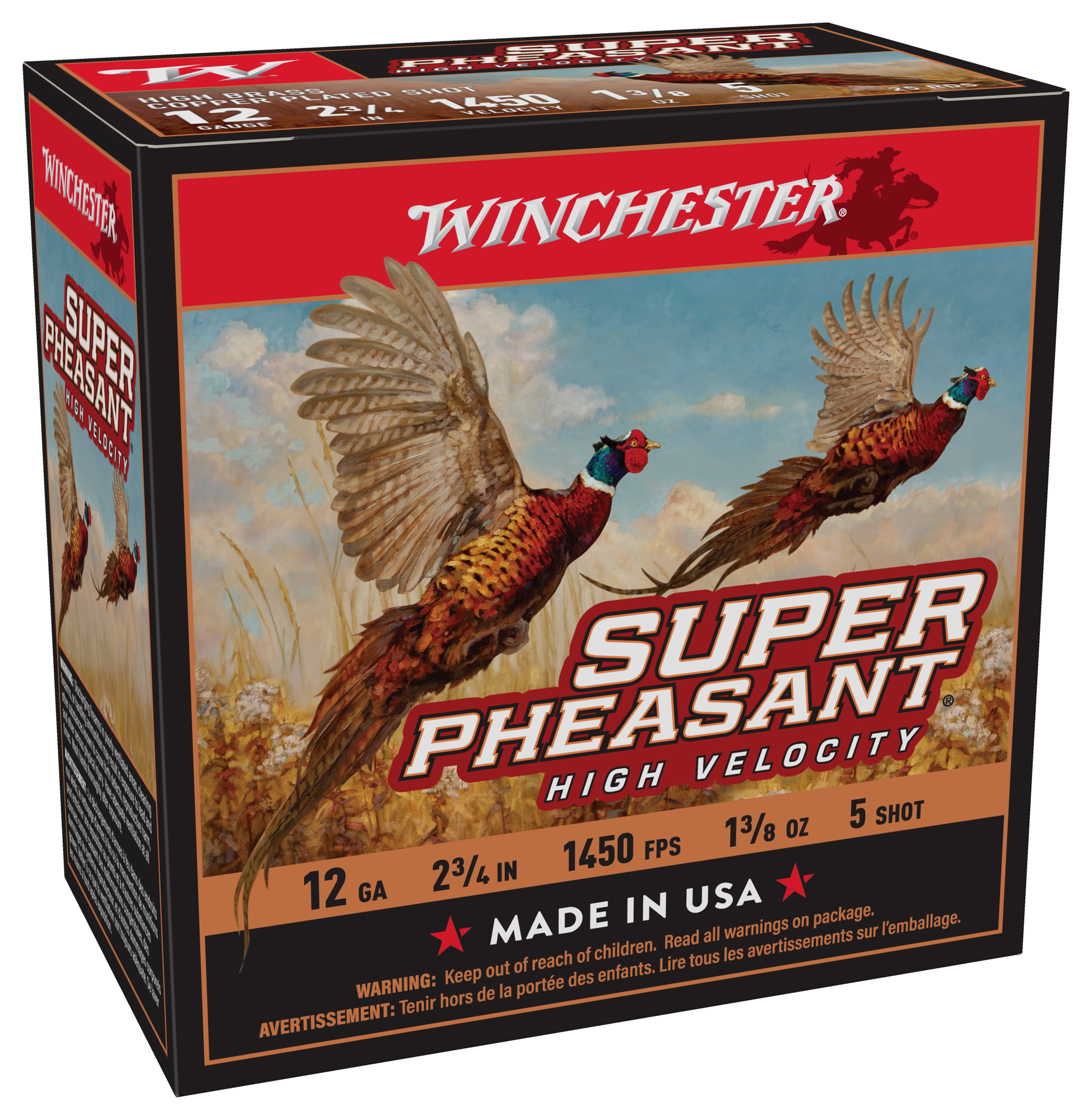 Winchester Super Pheasant 12-Ga. 2-3/4″ 1-3/8 oz. 1,450 fps Shotshells - #5 - 25 Rounds - Winchester