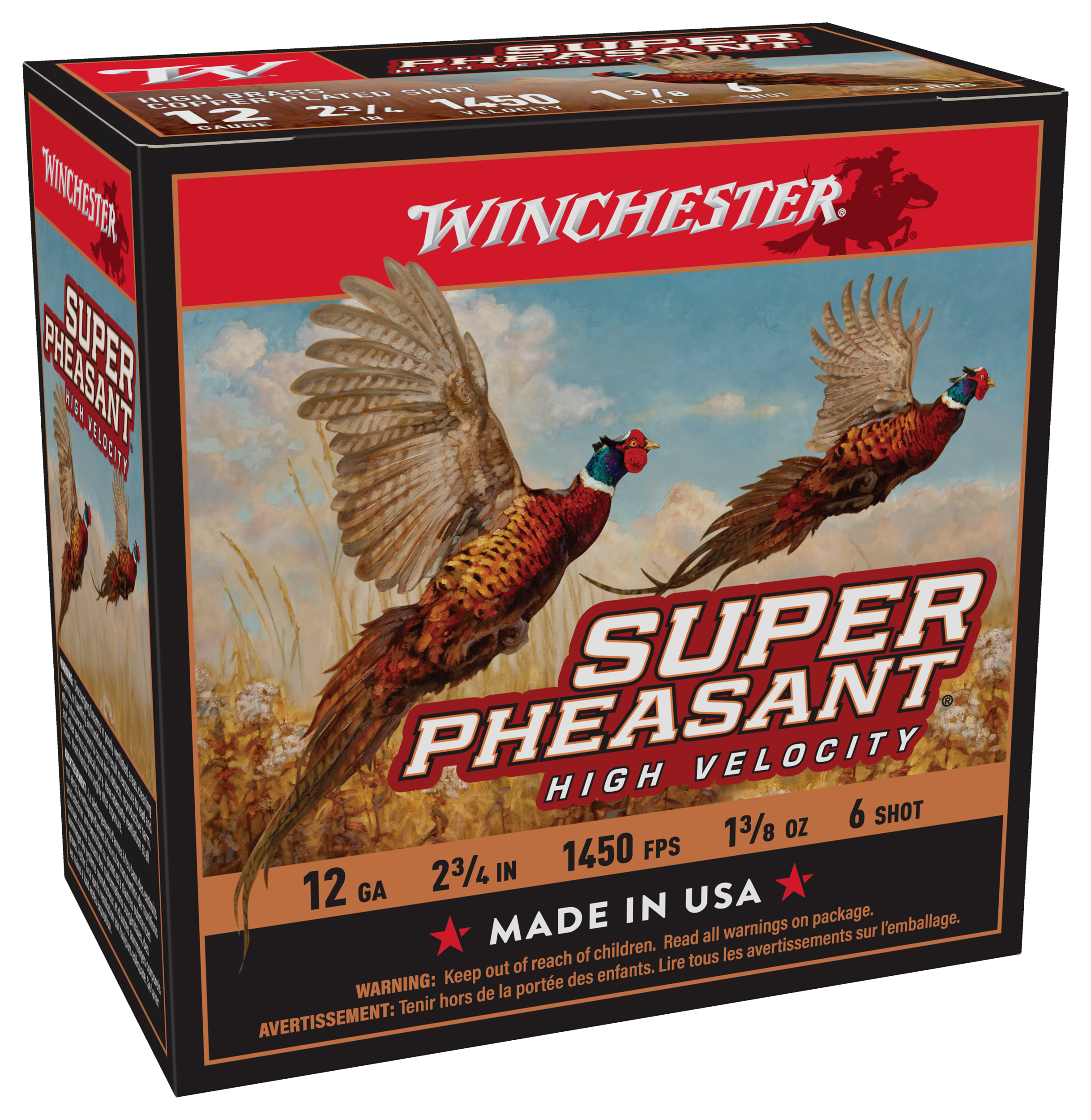 Winchester Super Pheasant 12-Ga. 2-3/4″ 1-3/8 oz. 1,450 fps Shotshells - #6 - 25 Rounds - Winchester