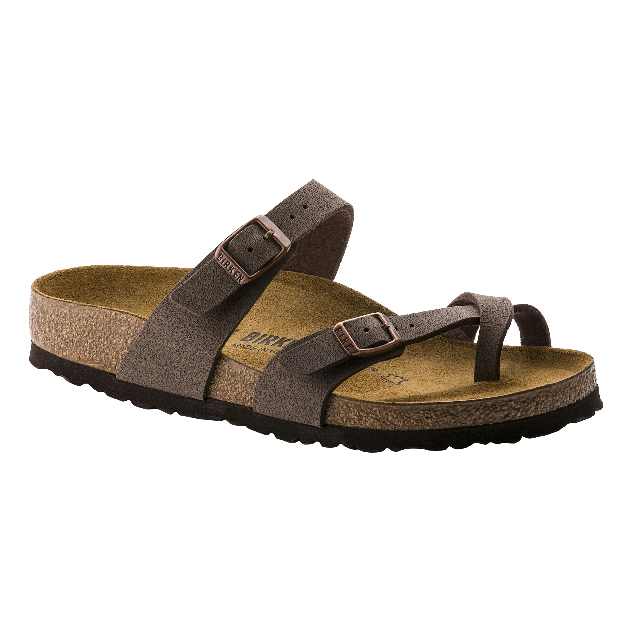 Image of Birkenstock Mayari Birkibuc Toe Loop Sandals for Ladies - Mocha Birki Buc