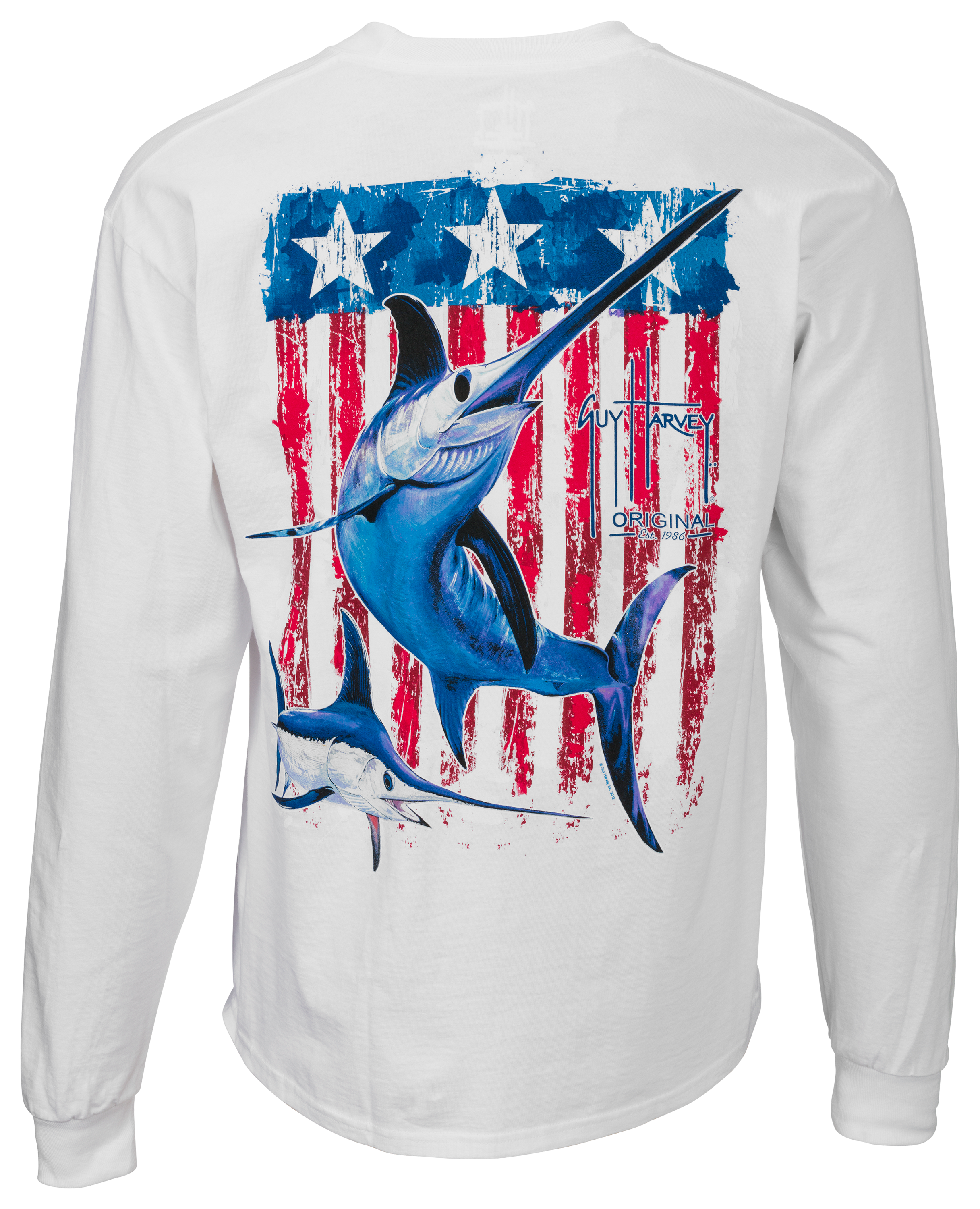 Guy Harvey Swordfish Flag Long-Sleeve Pocket T-Shirt for Men
