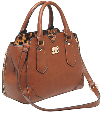 Bulldog Satchel-Style Purse with Holster - Chestnut