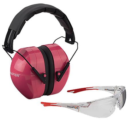 Image of Champion Shooting Earmuffs and Glasses Combo - Clear/Pink