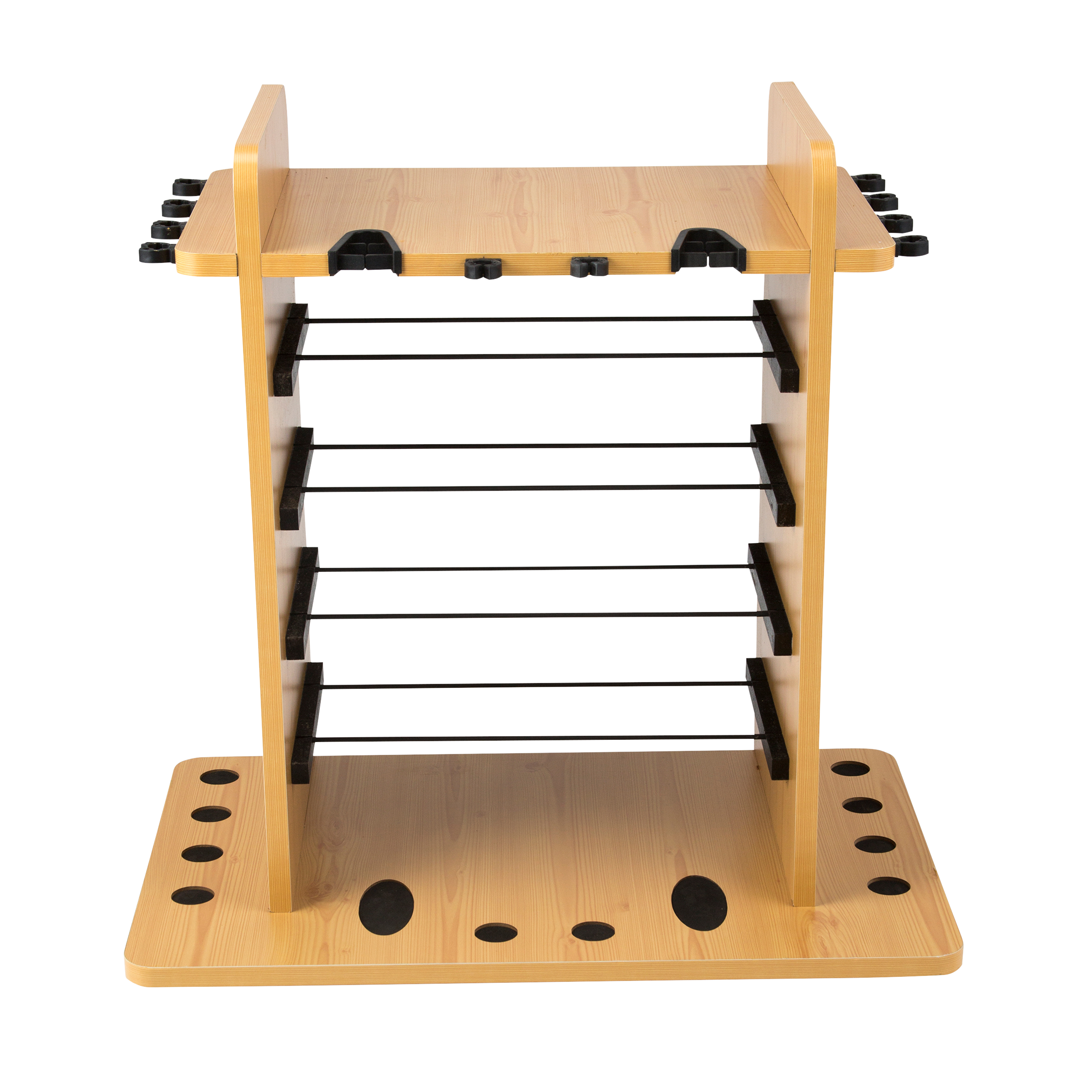 Rush Creek Creations 14 Fishing Rod Storage Rack with 4 Bait Bin Storage - Wood
