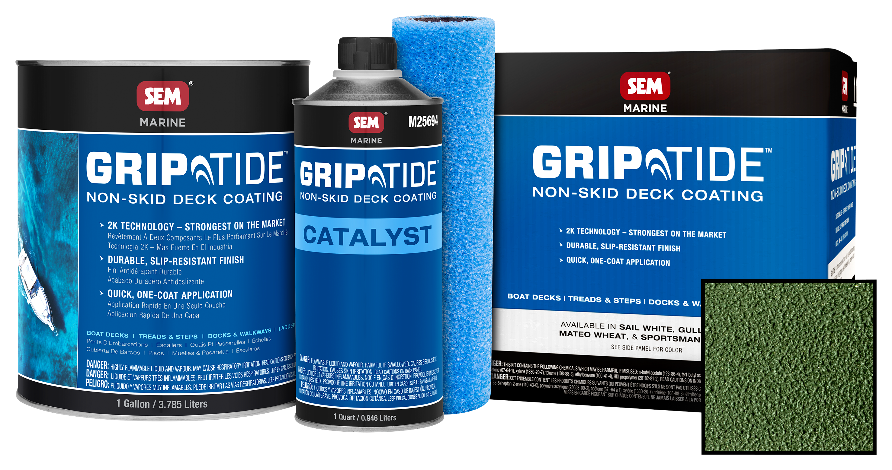 SEM GripTide Non-Skid Marine Deck Coating - Sportsman Green