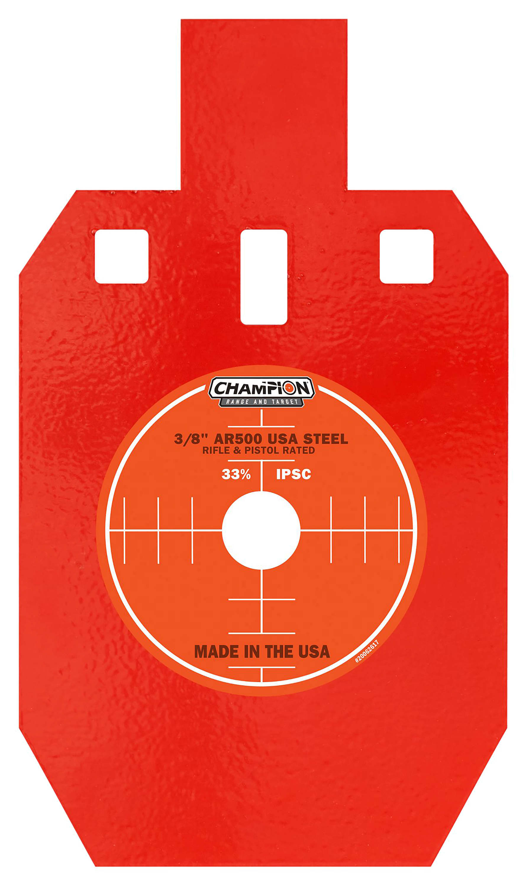 Image of "Champion Center Mass AR500 Steel Target - 3/8"" 33 IPSC Silhouette - Gray - 10"" x 5.75"""