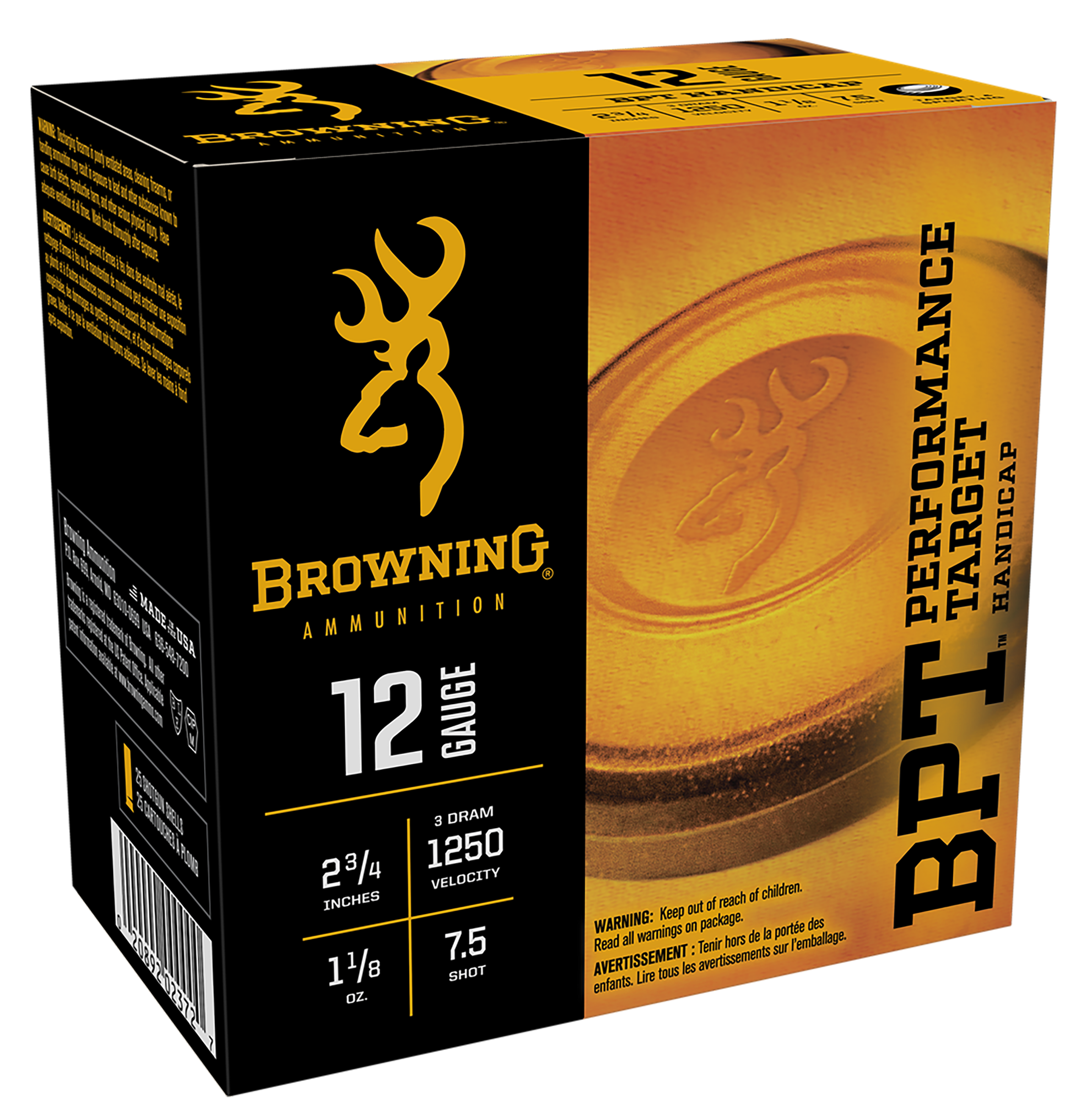 Image of Browning BPT Performance Target Sporting Load Shotshells - 12 ga. - 1250 Velocity - #7.5 Shot - 25 Rounds