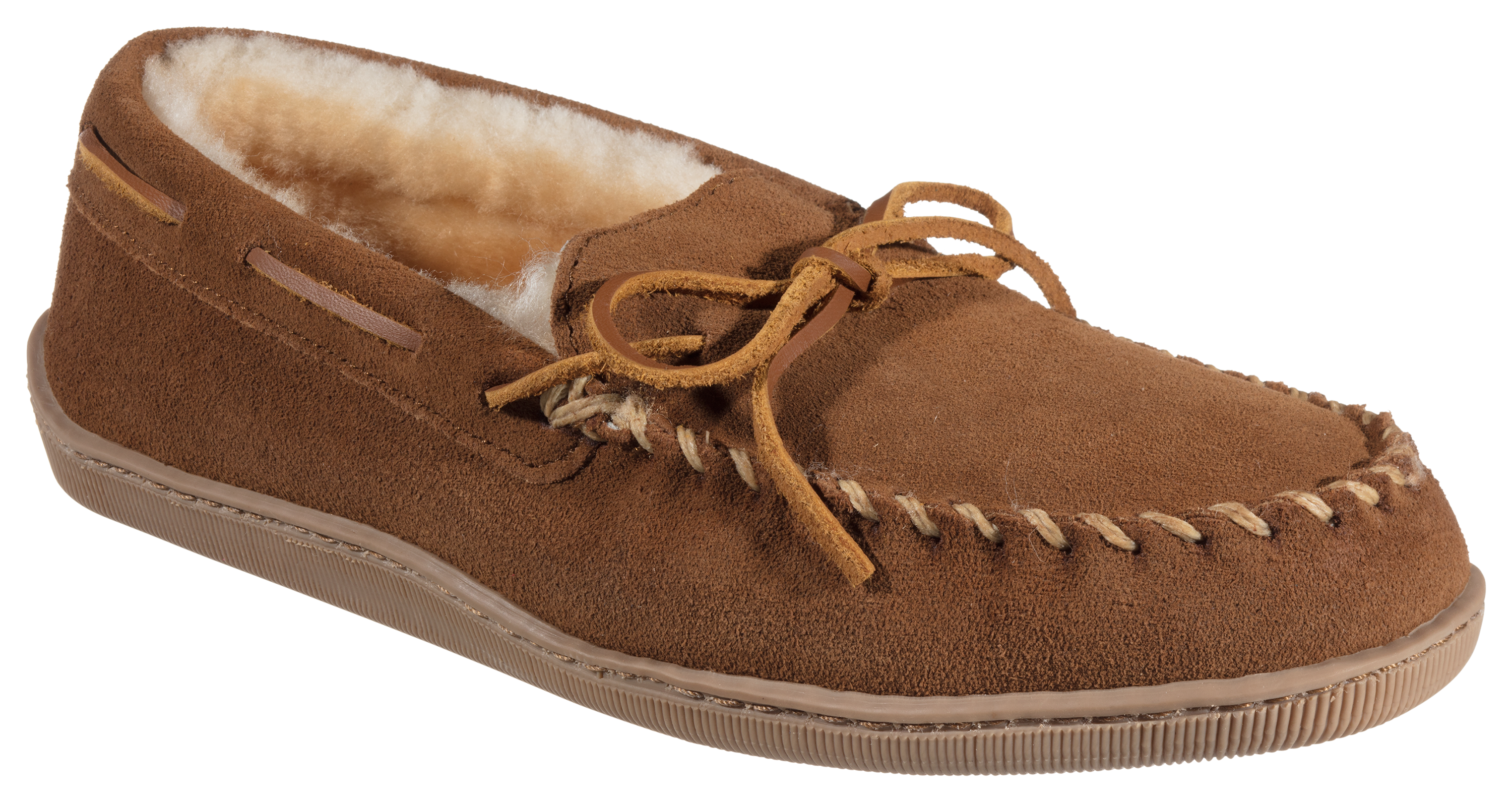 Minnetonka Moccasin Sheepskin Hardsole Mocs for Men - Golden Tan - 12W