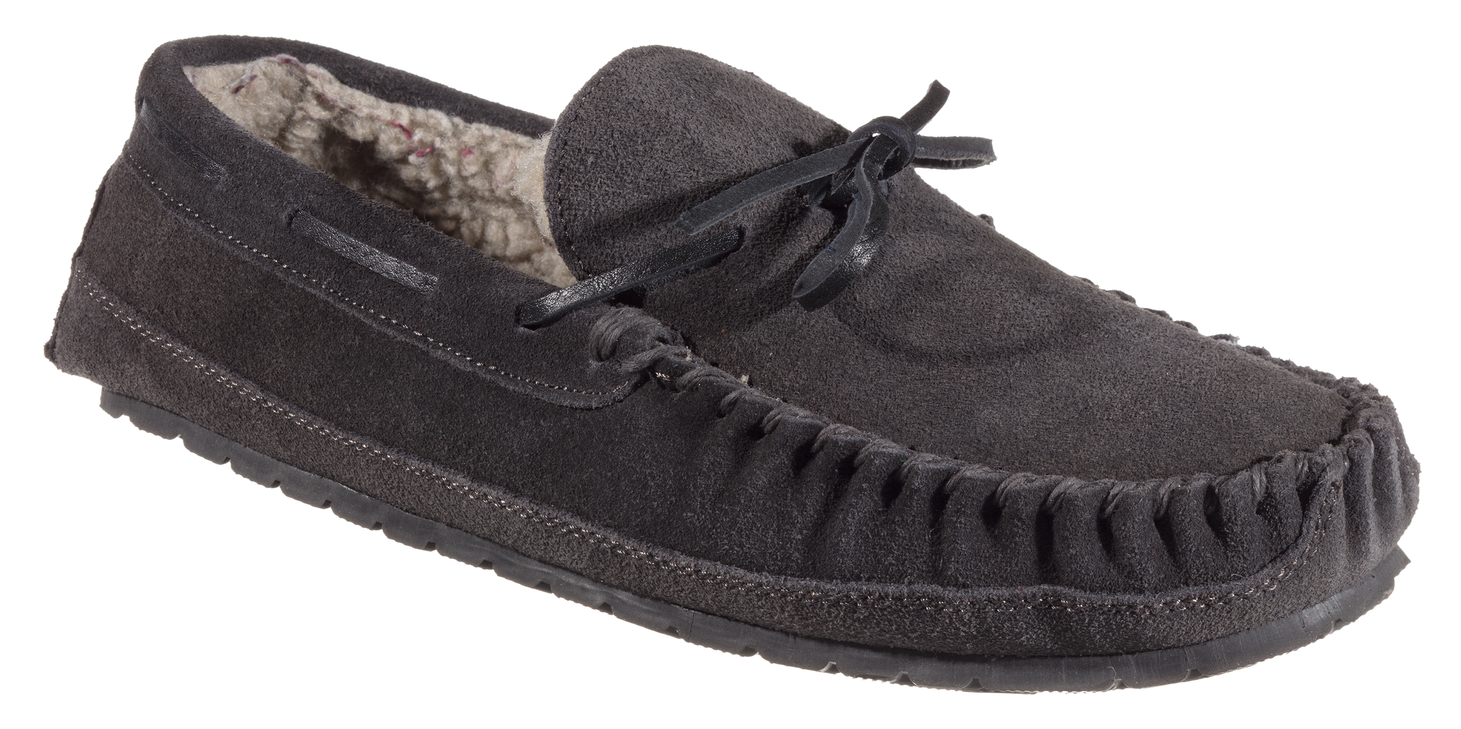 Image of Minnetonka Moccasin Casey Moccasin Slippers for Men - Charcoal