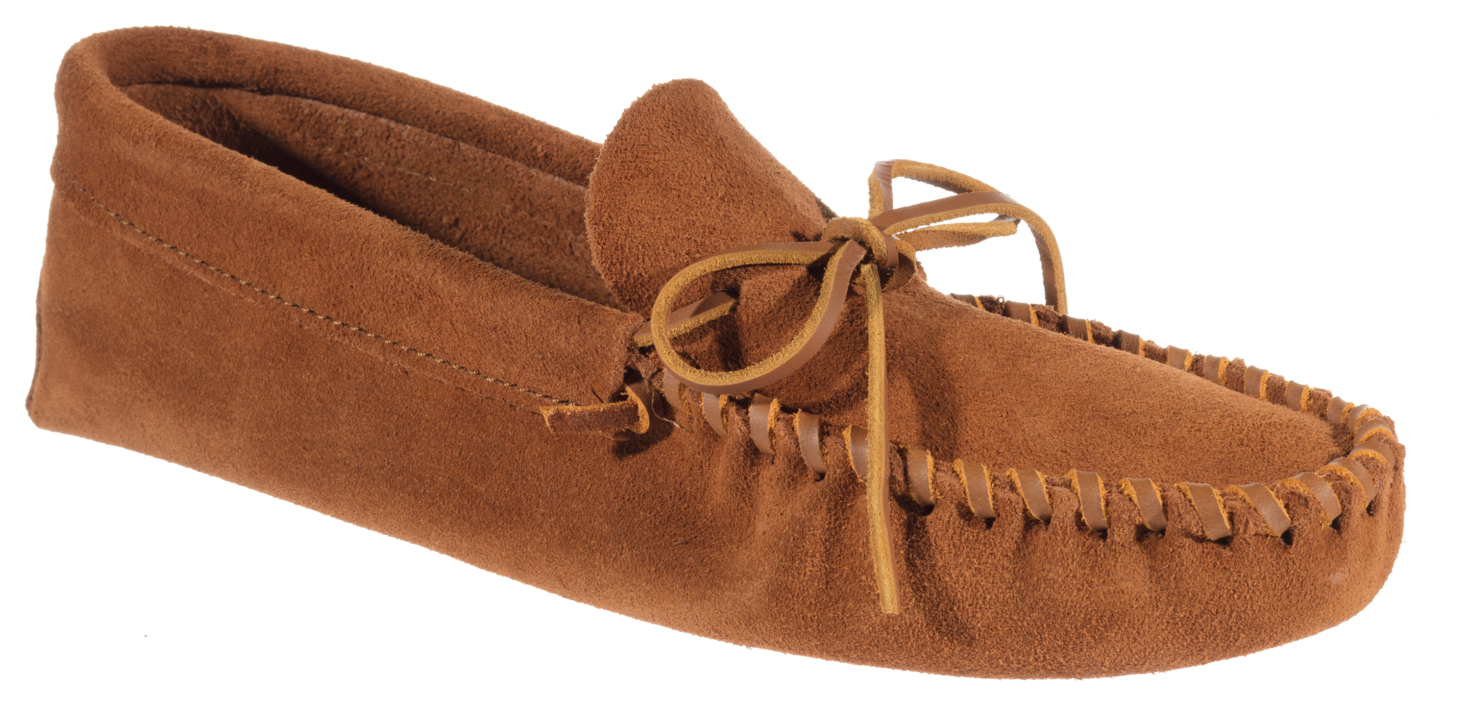 Minnetonka Moccasin Leather Laced Softsole Moccasins for Men - Brown - 8.5M