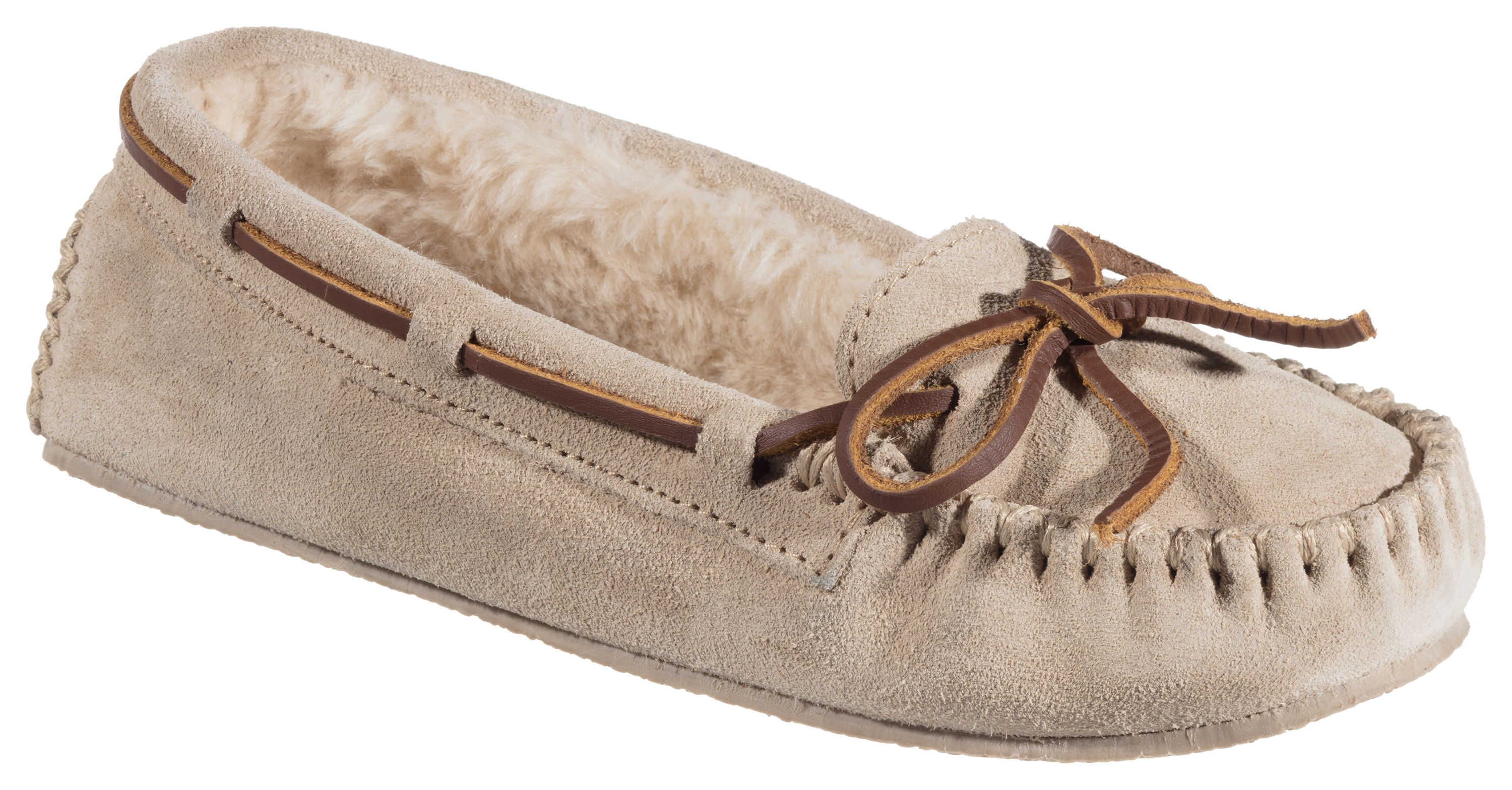 Minnetonka Moccasin Cally Moccasin Slippers for Ladies - Stone - 6M - 100018410-2419022 - Shoes Minnetonka Moccasin® Cally Moccasin Slippers for  sku 100018410-2419022